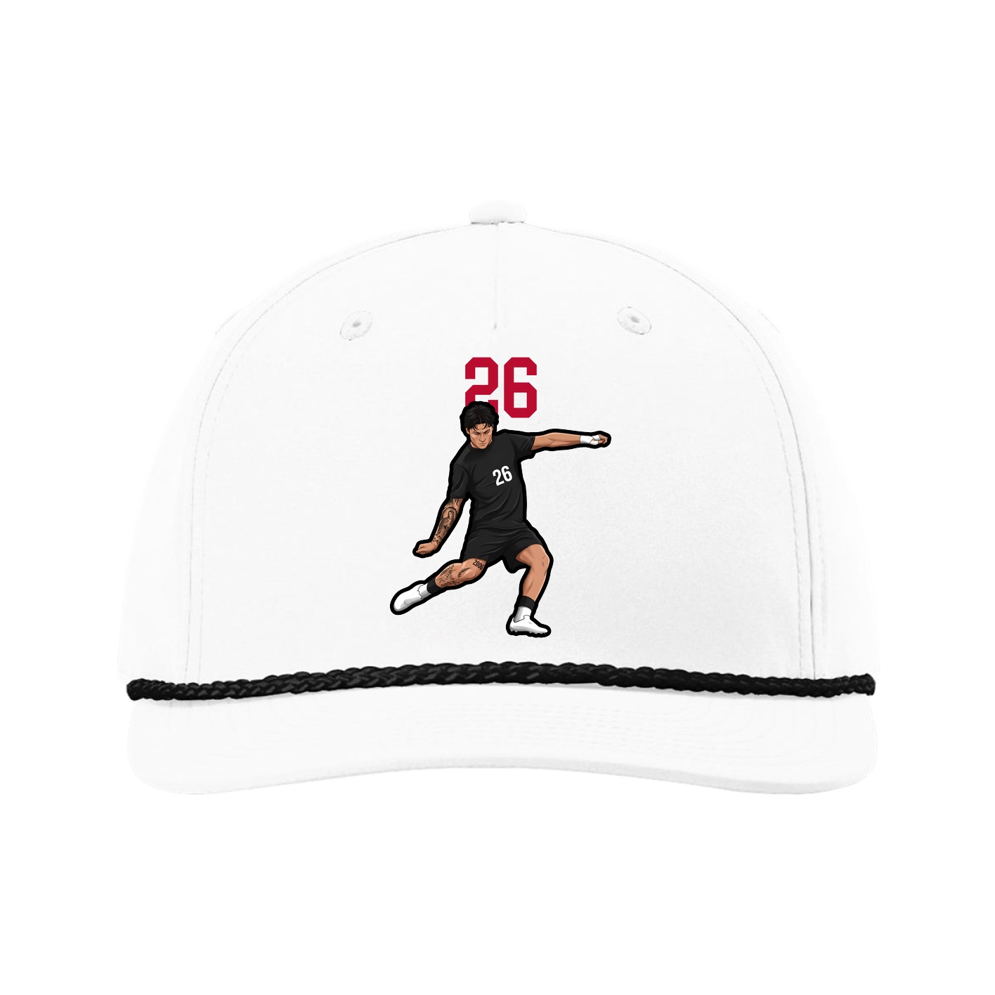 Five-Panel Classic Rope Cap — Number Top in White