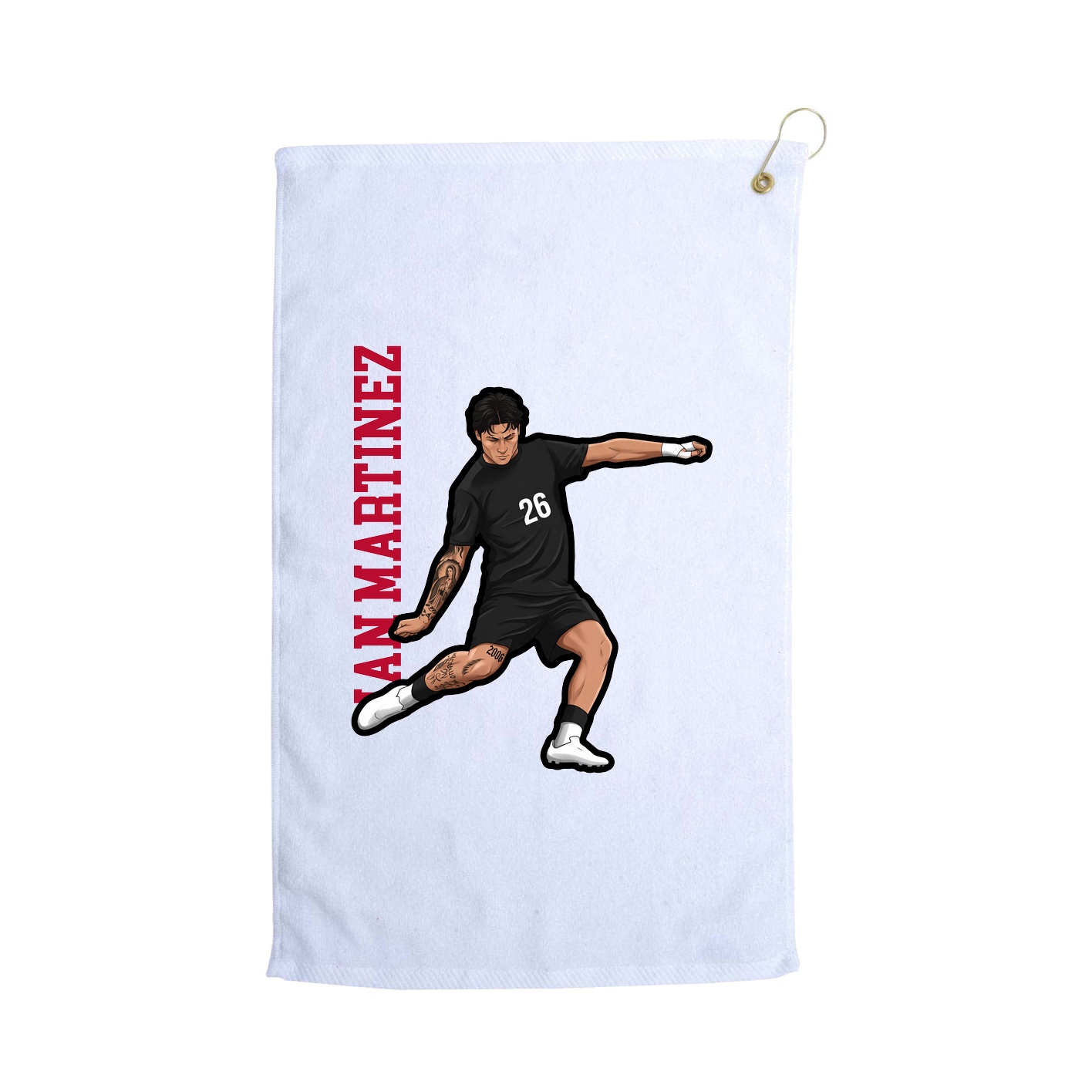 Golf Towel — Name Vertical in White