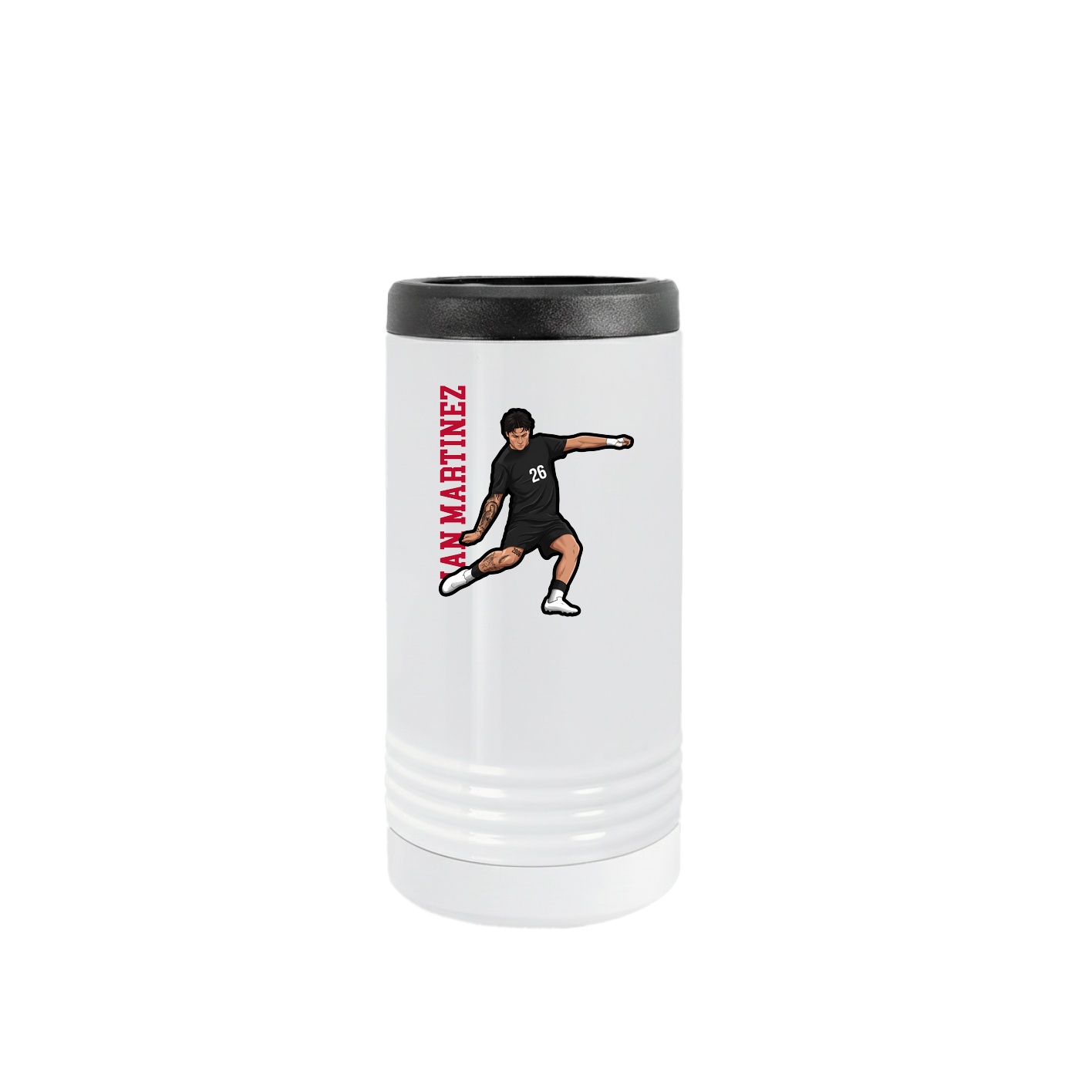 Slim Beverage Holder — Name Vertical in White