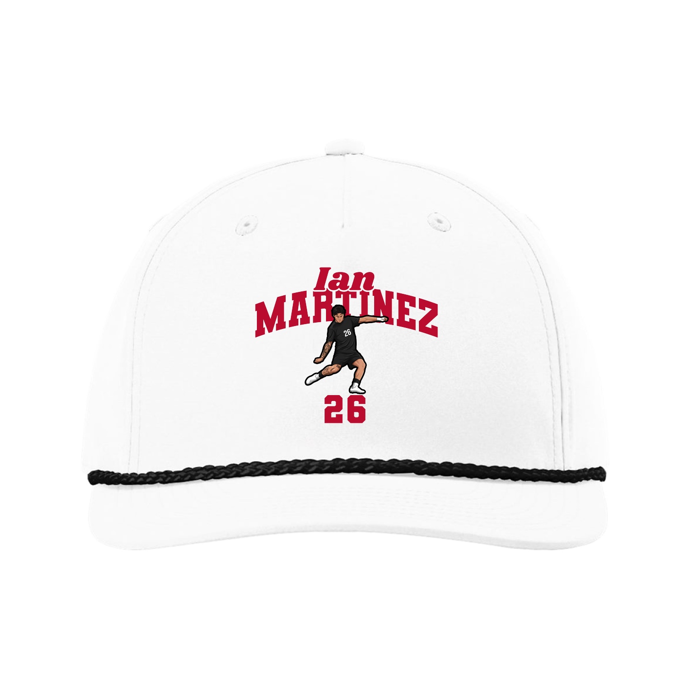 Five-Panel Classic Rope Cap — Signature Arch in White