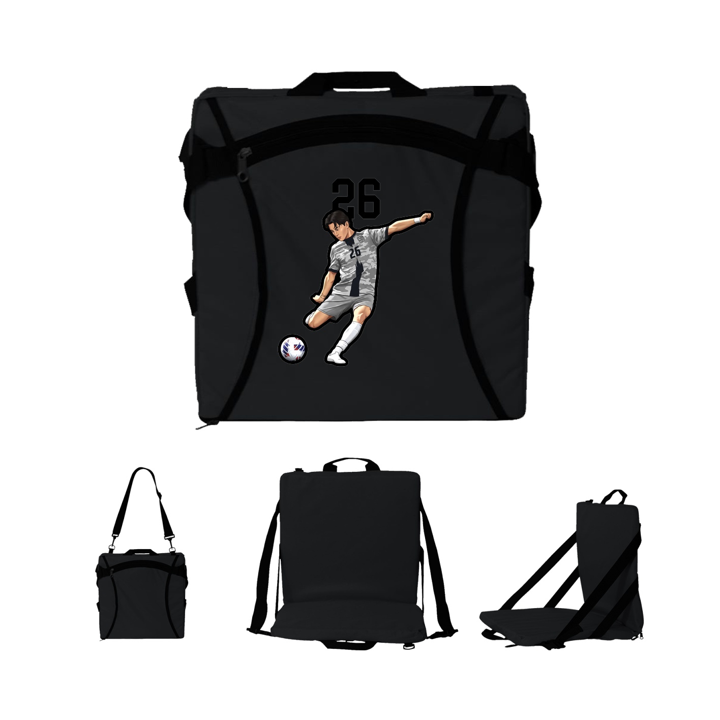 Folding Stadium Seat — Number Top in Black