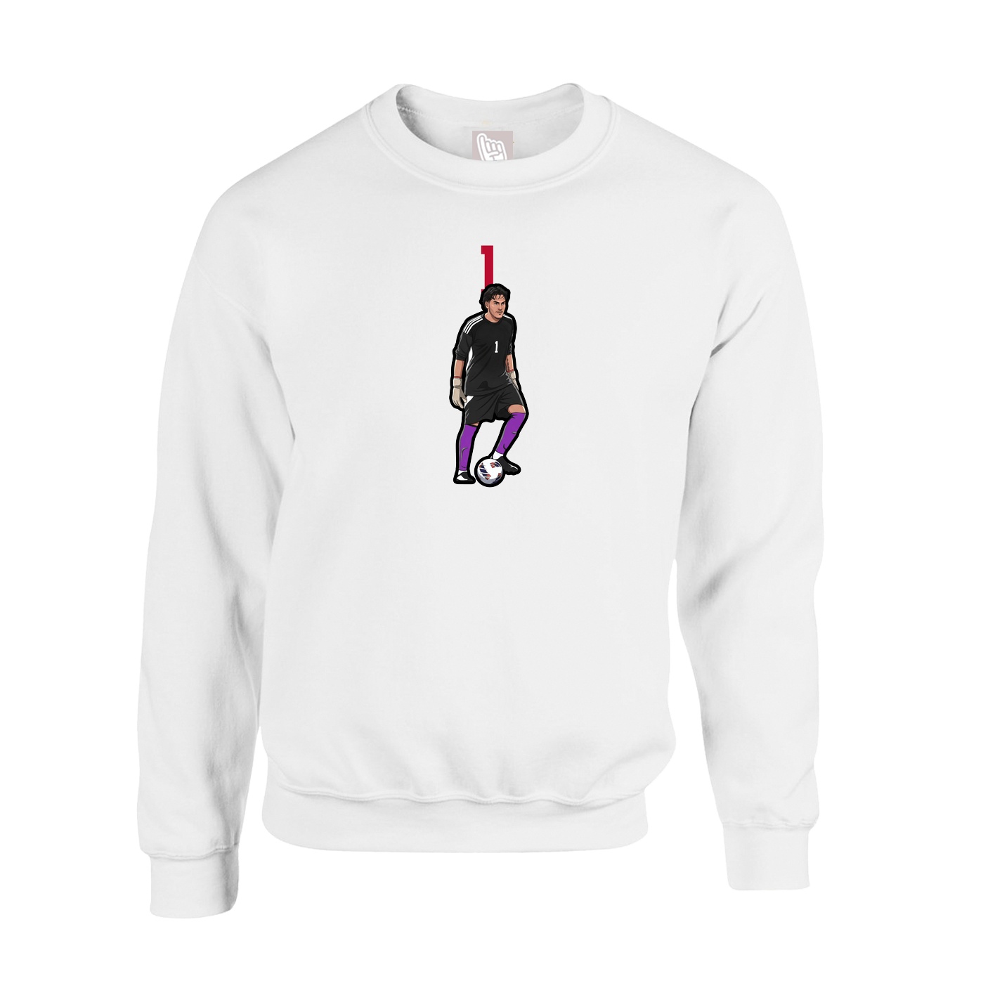 Fleece Crew — Number Top in White