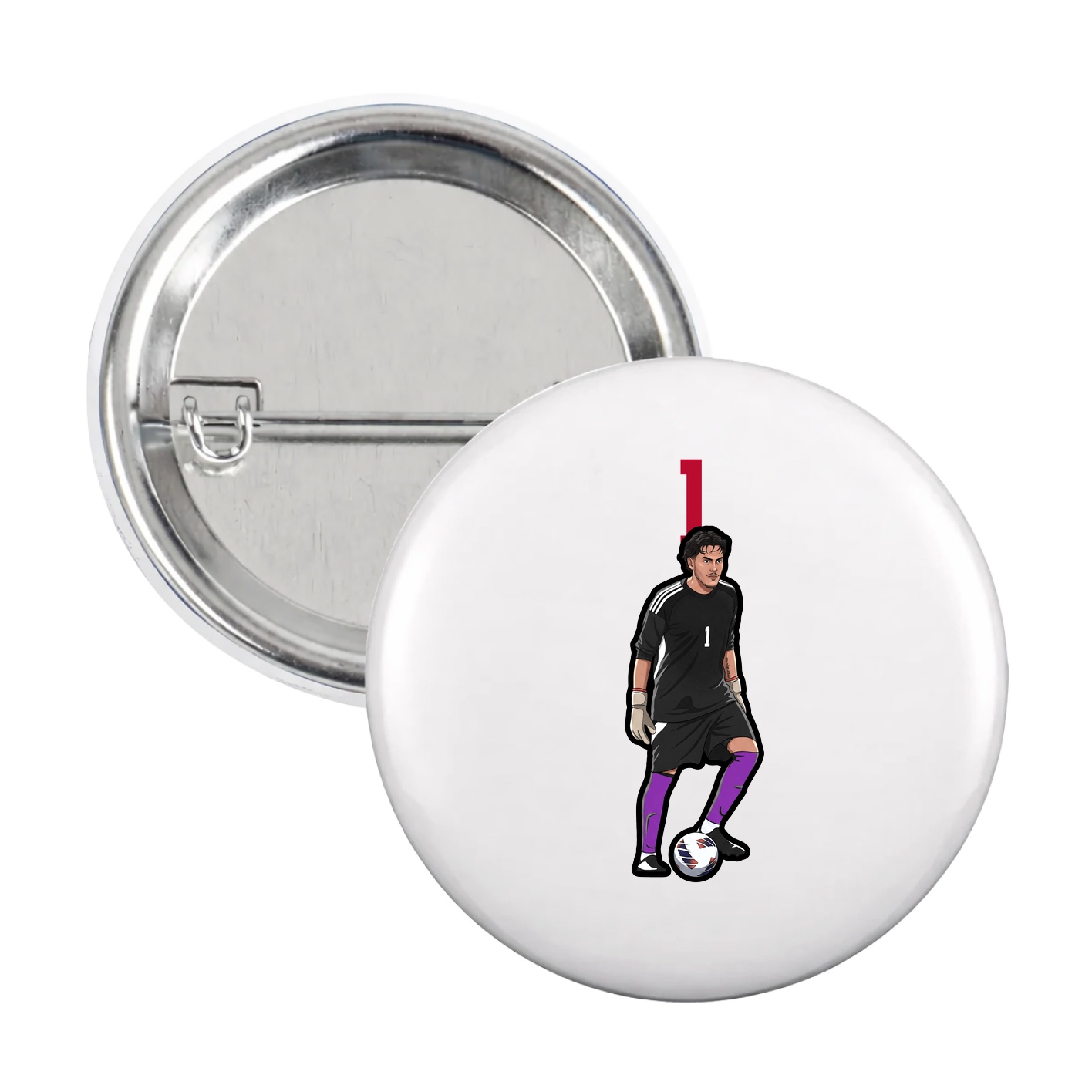 Game Day Button — Number Top in White