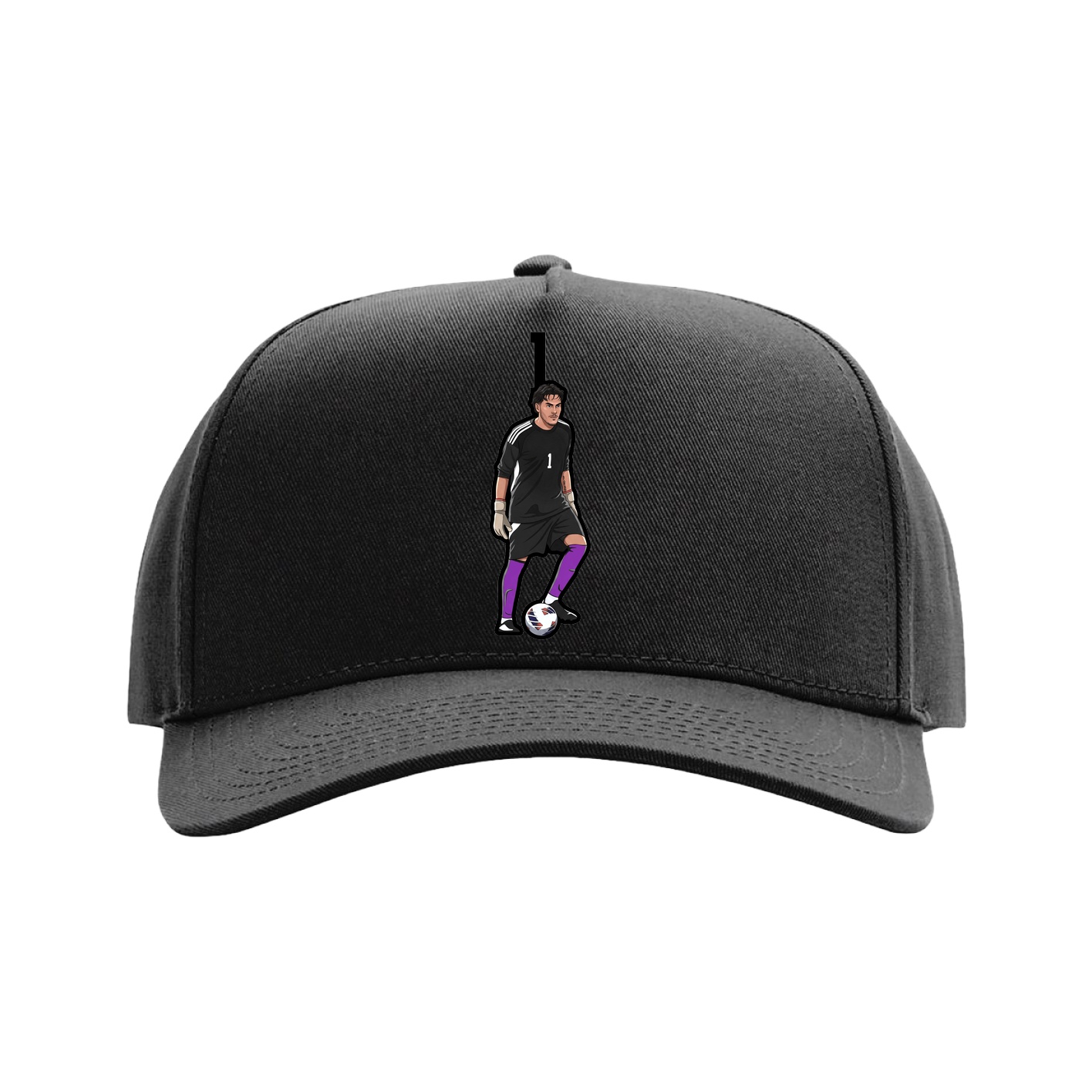 Full Fabric Five-Panel Champ Cap — Number Top in Black