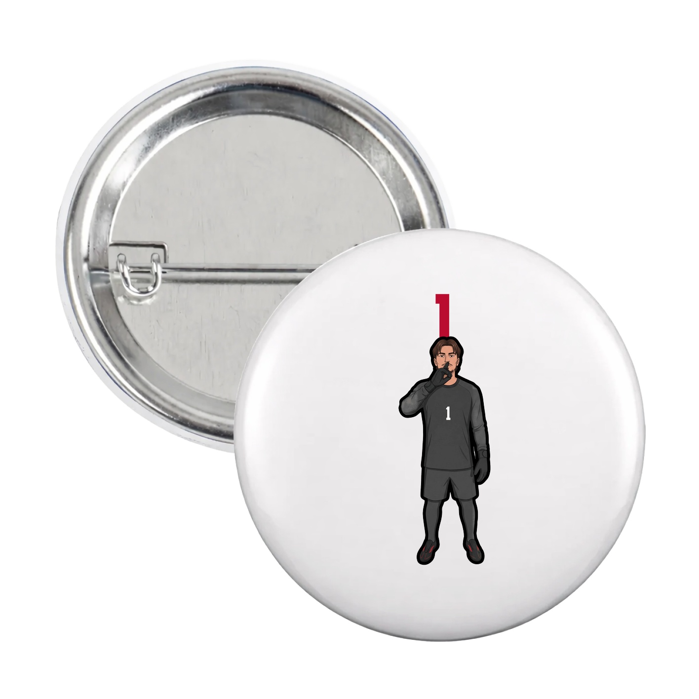 Game Day Button — Number Top in White