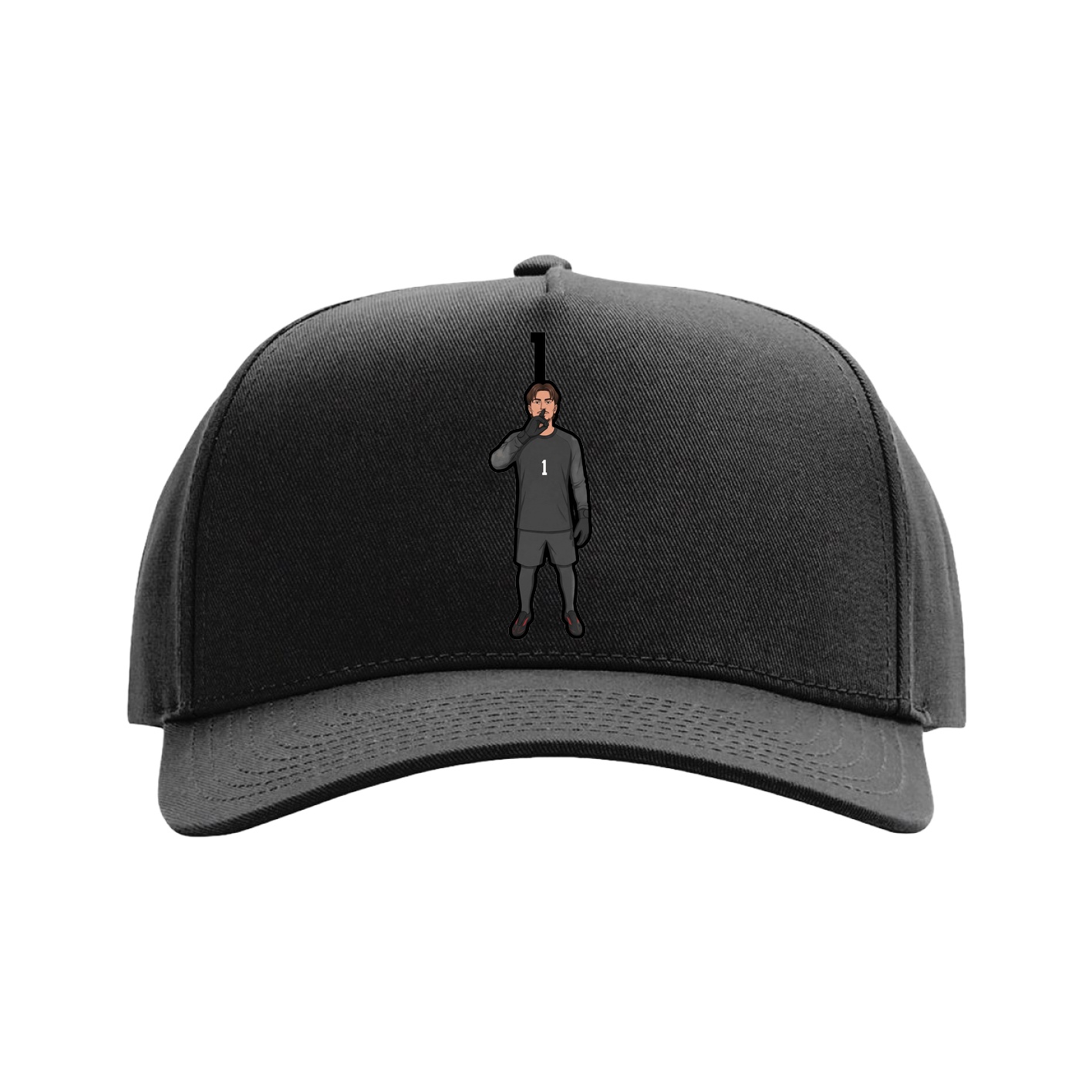 Full Fabric Five-Panel Champ Cap — Number Top in Black