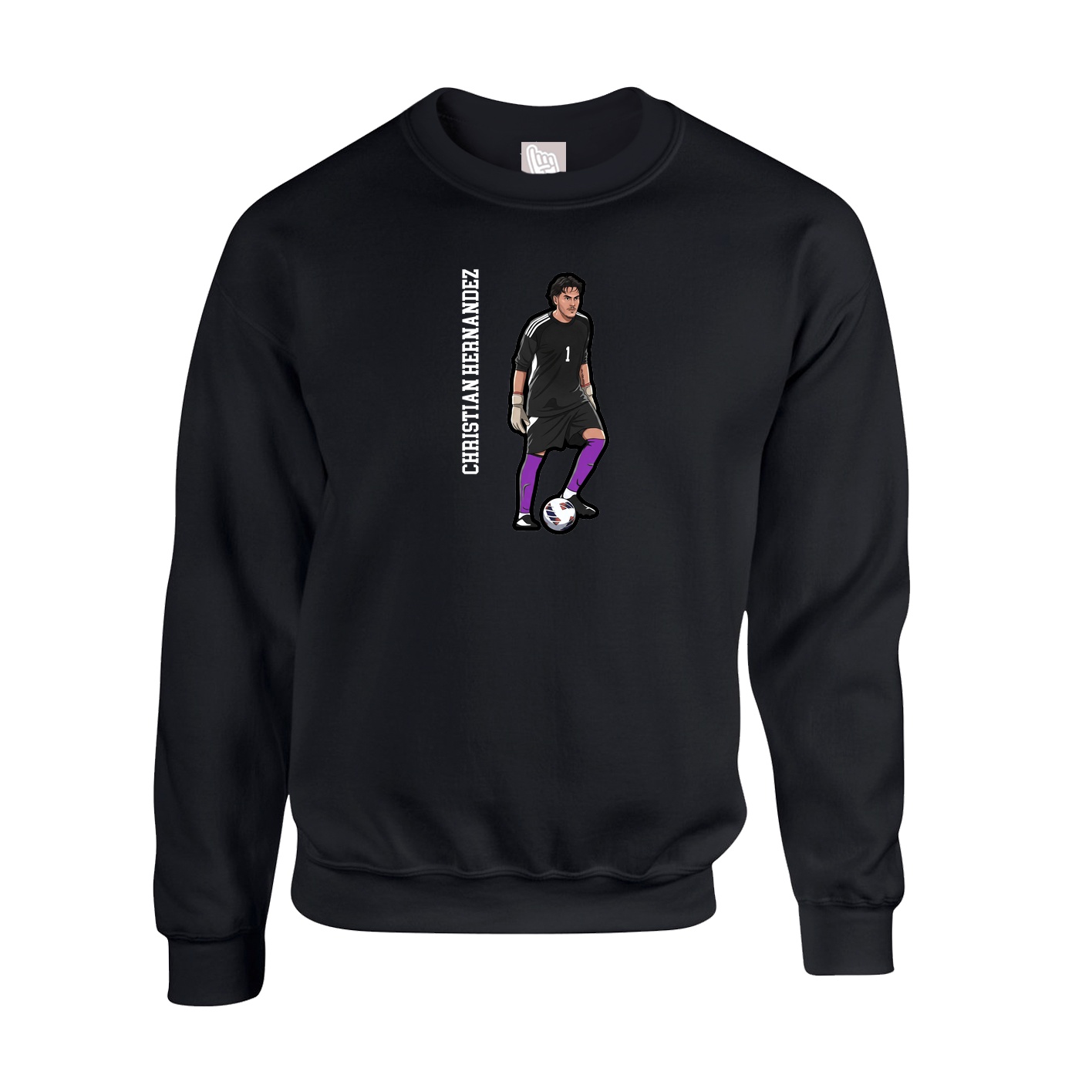 Fleece Crew — Name Vertical in Black