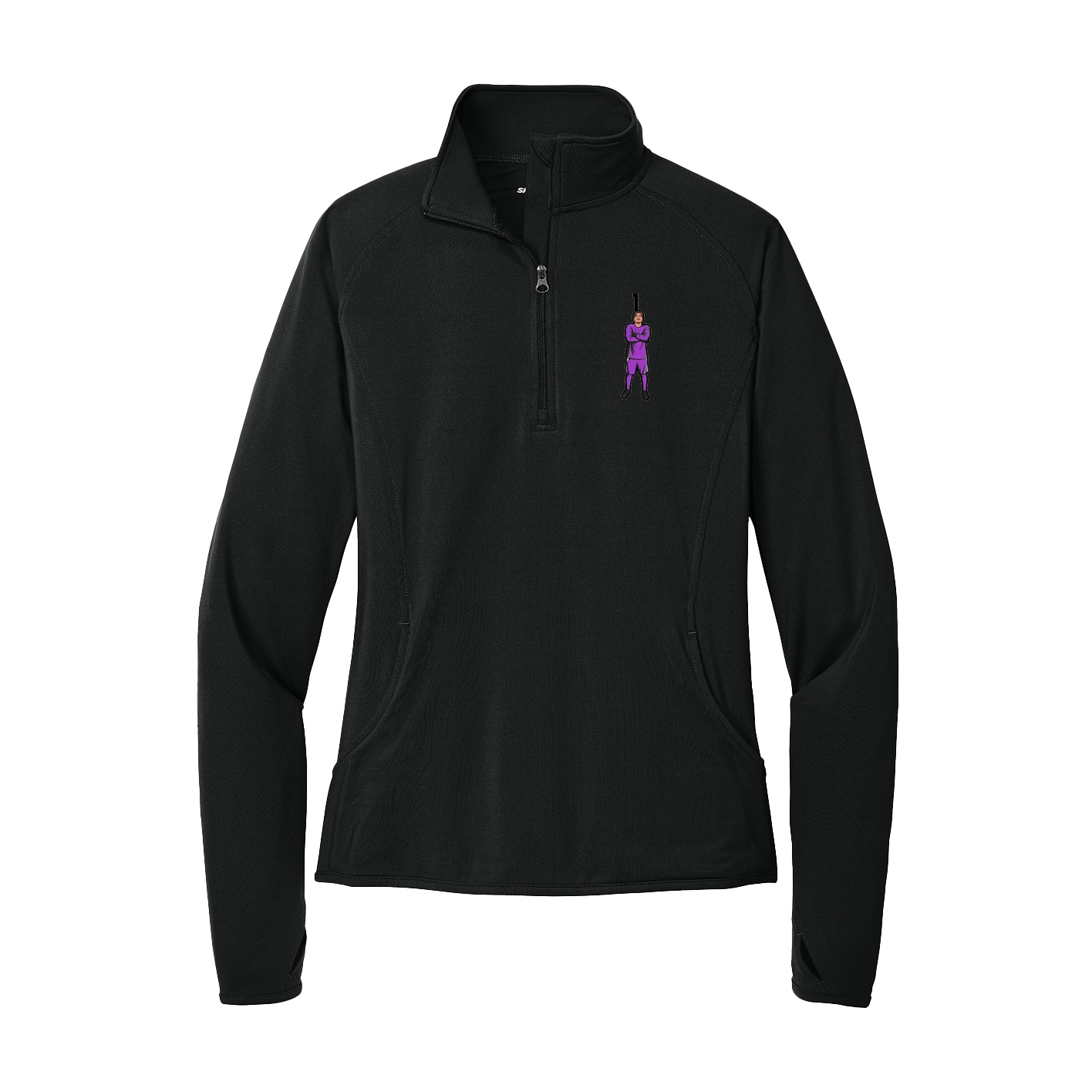 Women's Q-Zip Pullover — Number Top in Black