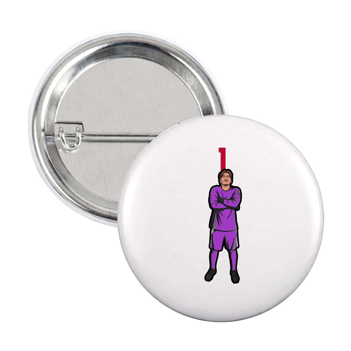 Game Day Button — Number Top in White