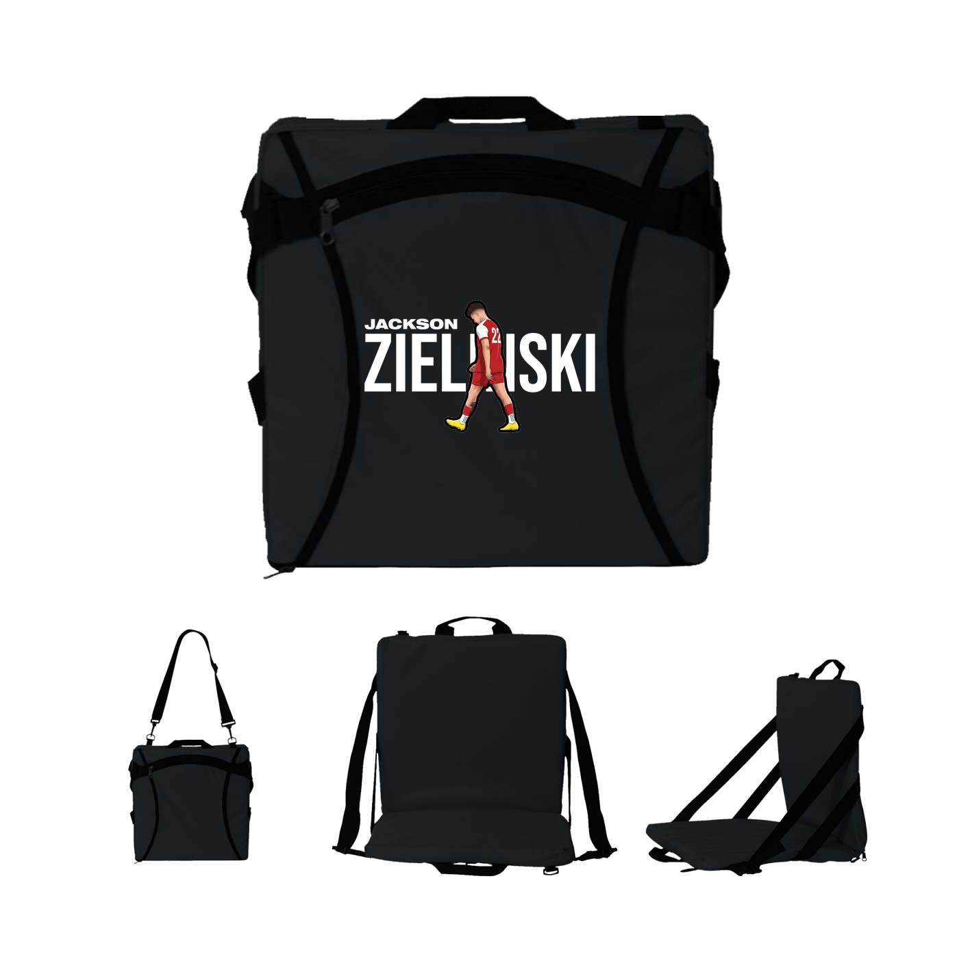 Folding Stadium Seat — Player Name in Black