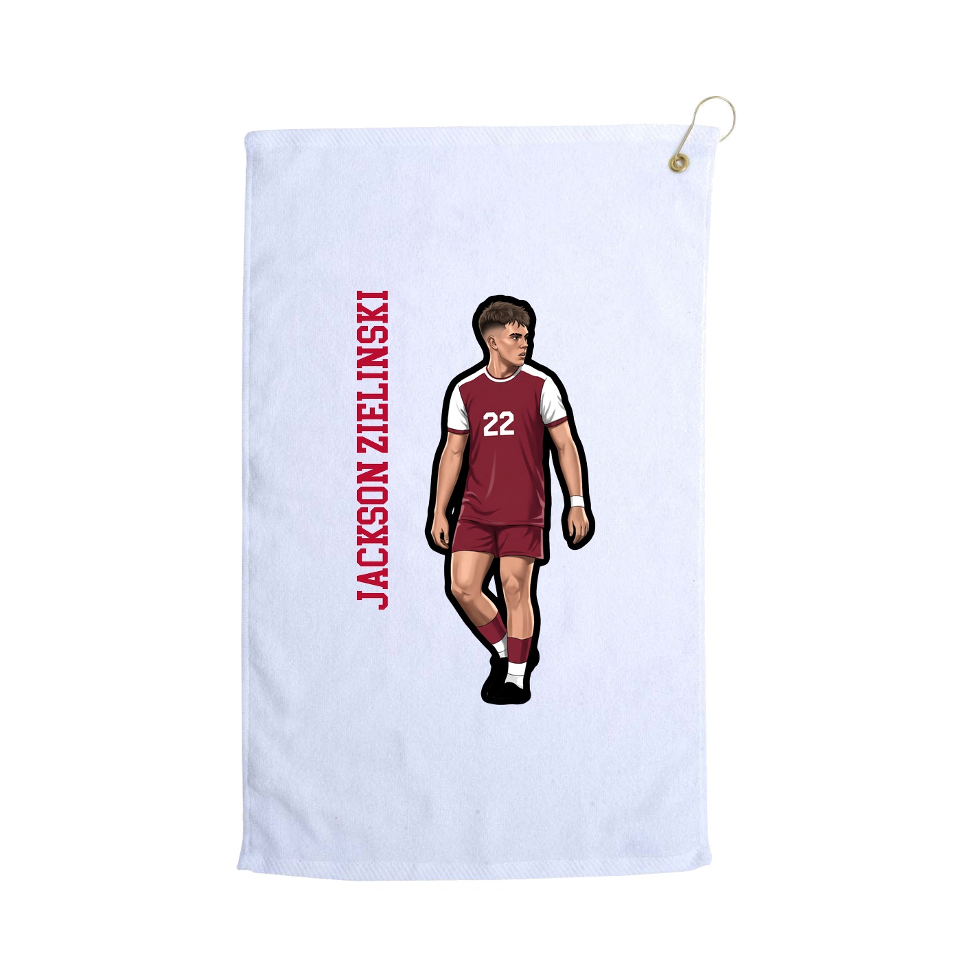 Golf Towel — Name Vertical in White