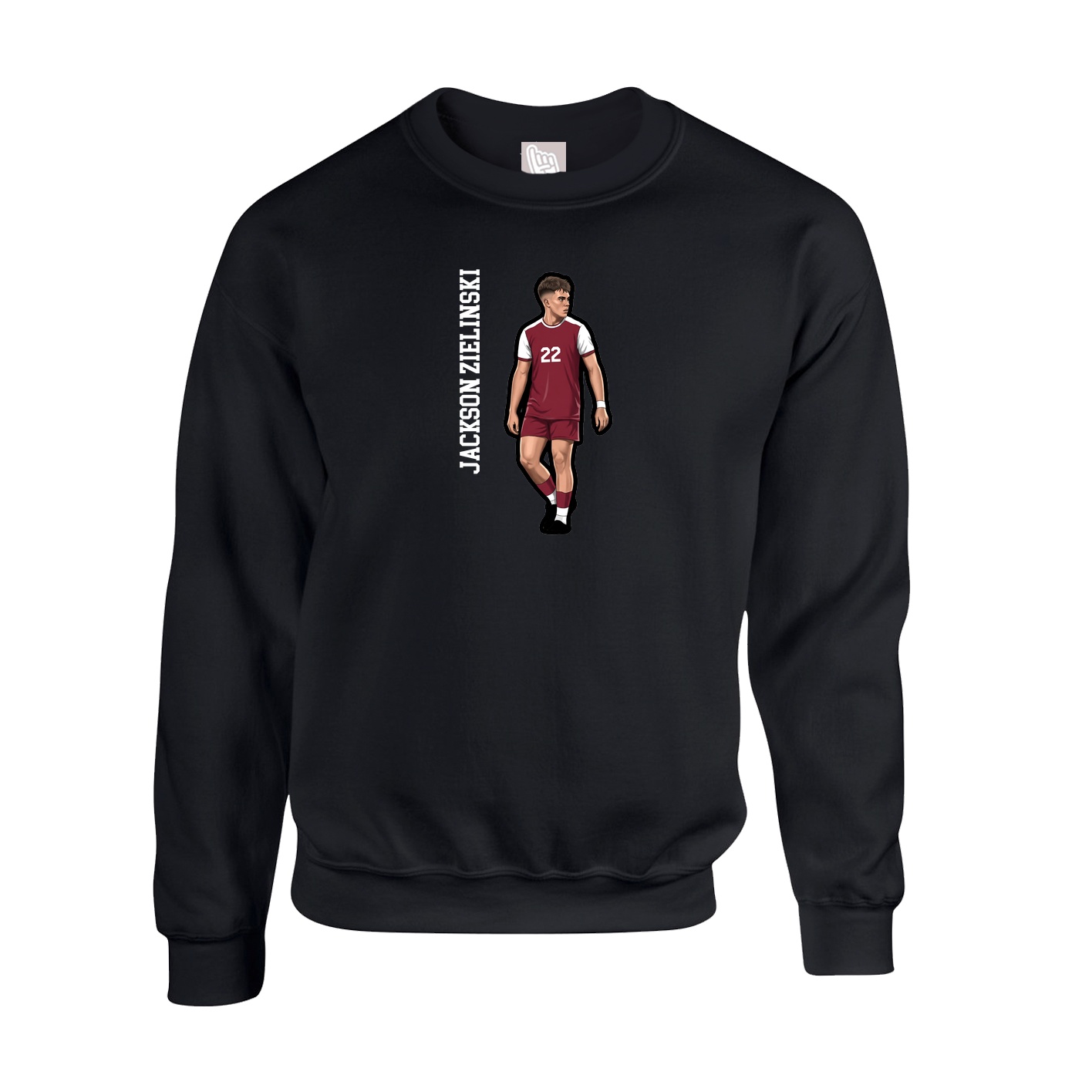 Fleece Crew — Name Vertical in Black