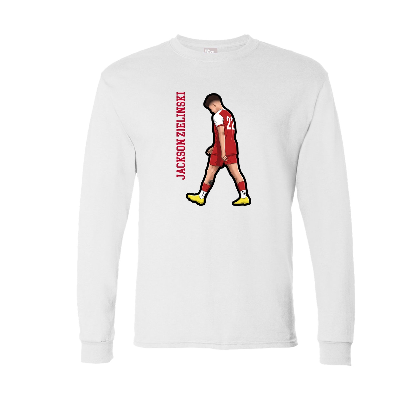 Long Sleeve Tee — Name Vertical in White