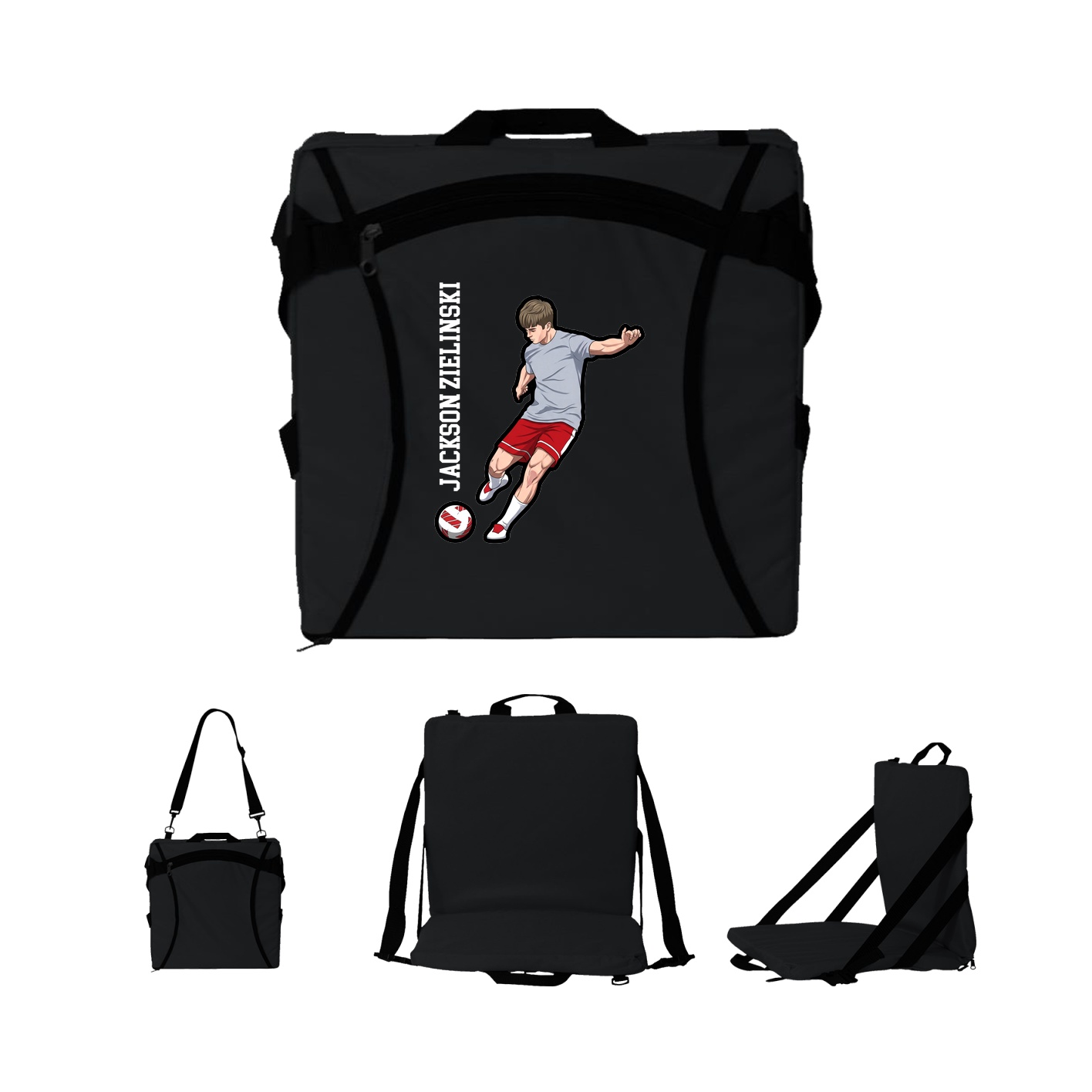 Folding Stadium Seat — Name Vertical in Black