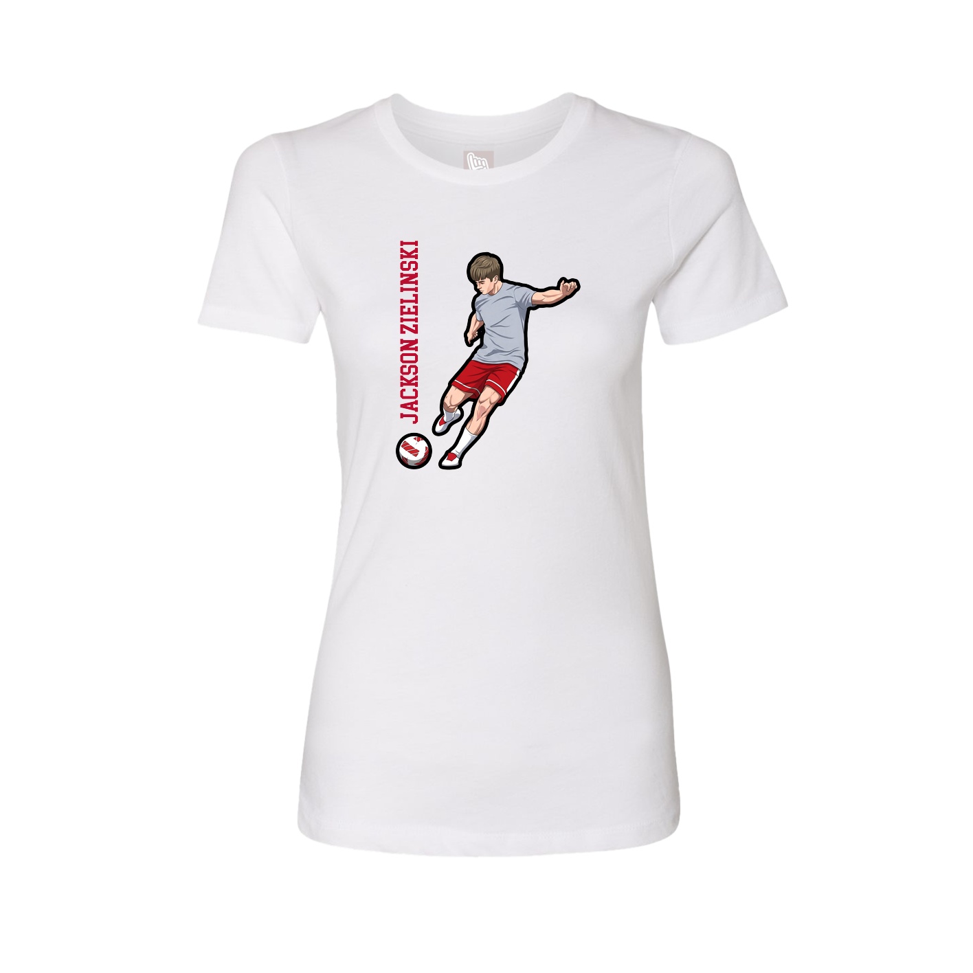Fitted Women's Tee — Name Vertical in White