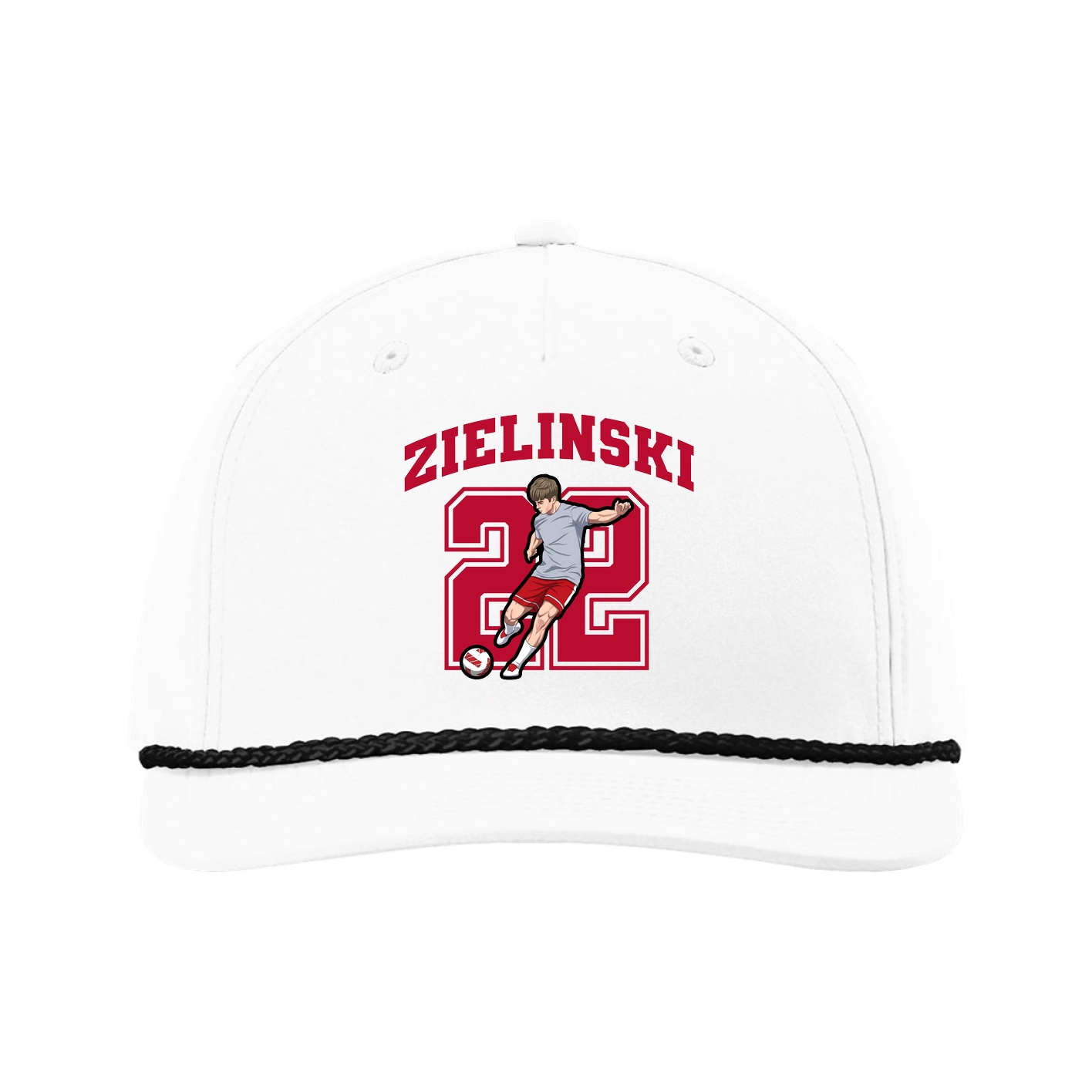Five-Panel Classic Rope Cap — Number in White