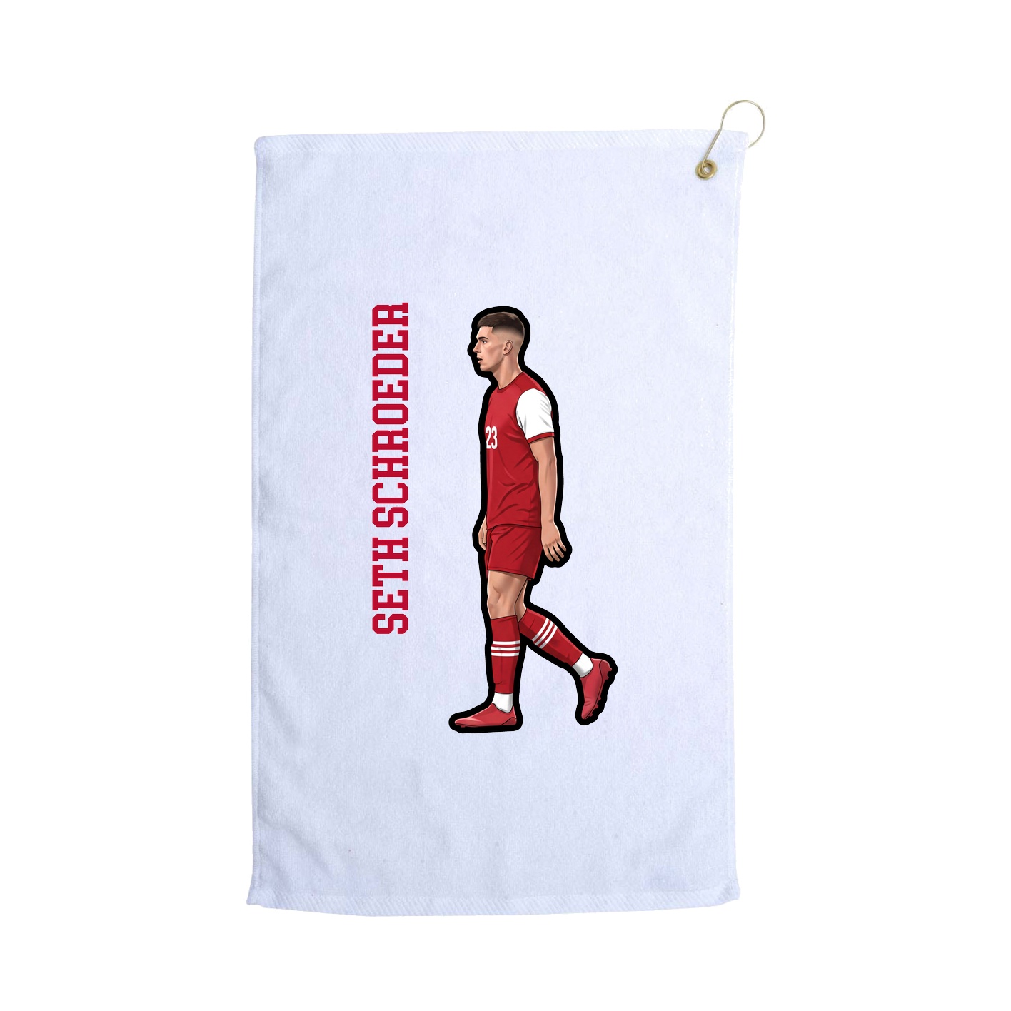 Golf Towel — Name Vertical in White
