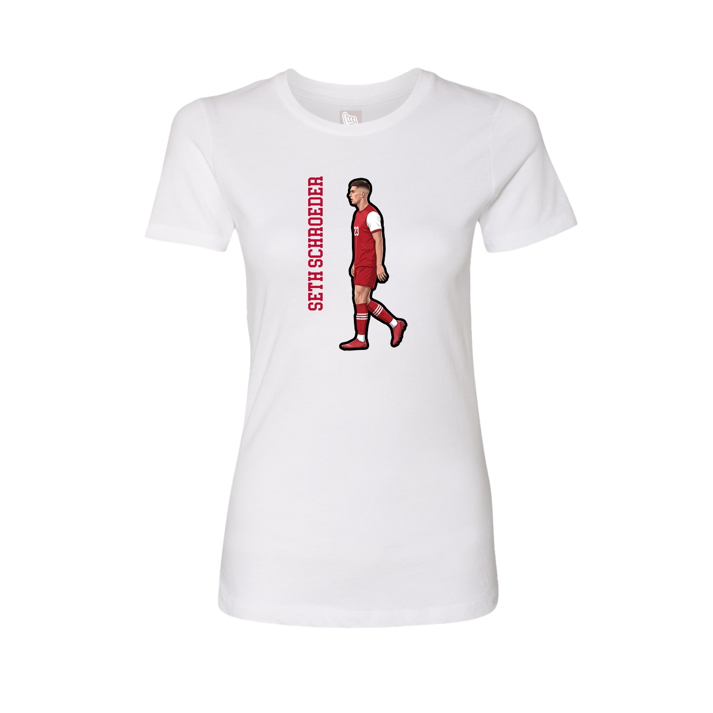 Fitted Women's Tee — Name Vertical in White