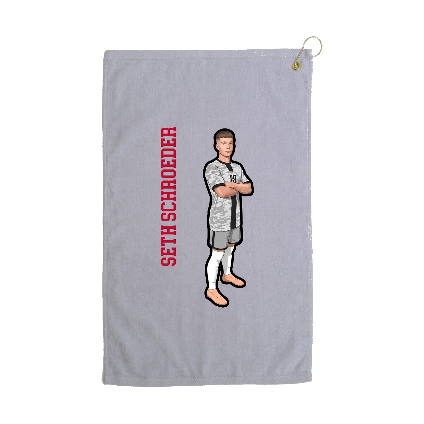 Golf Towel — Name Vertical in Grey