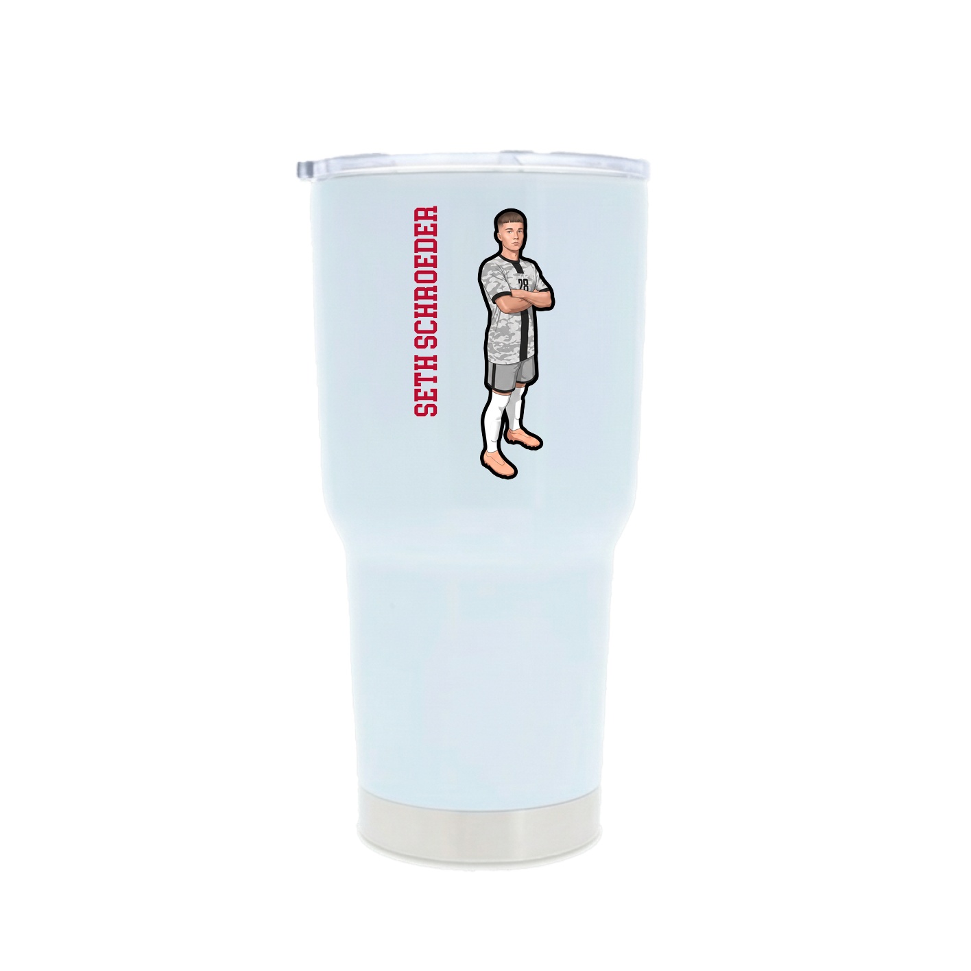 30oz Stainless Steel Tumbler — Name Vertical in White