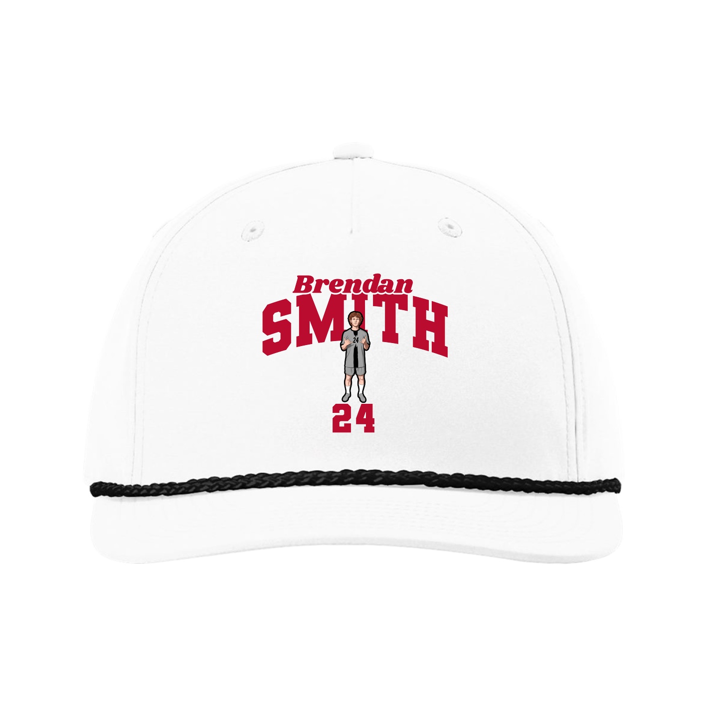 Five-Panel Classic Rope Cap — Signature Arch in White