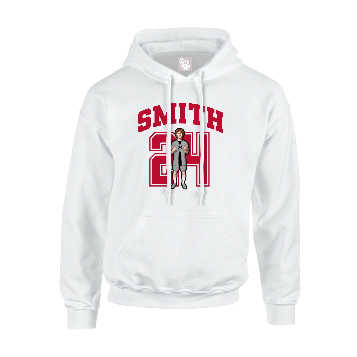 Youth Hoodie — Number in White
