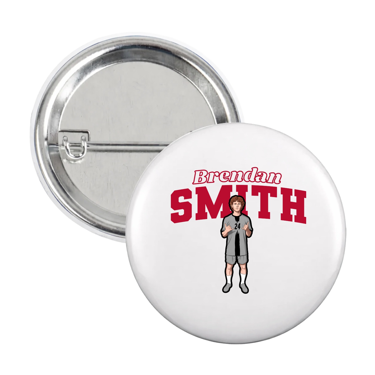 Game Day Button — Name Arch in White