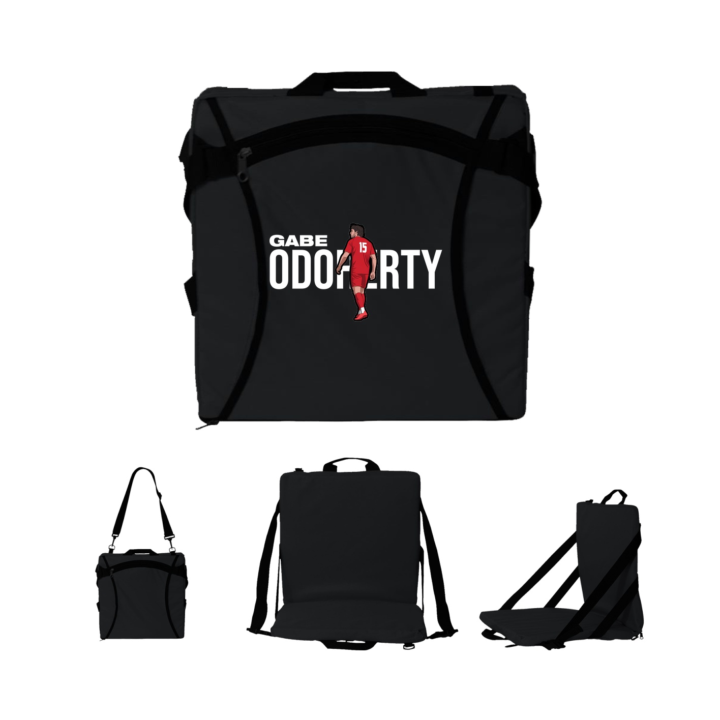Folding Stadium Seat — Player Name in Black