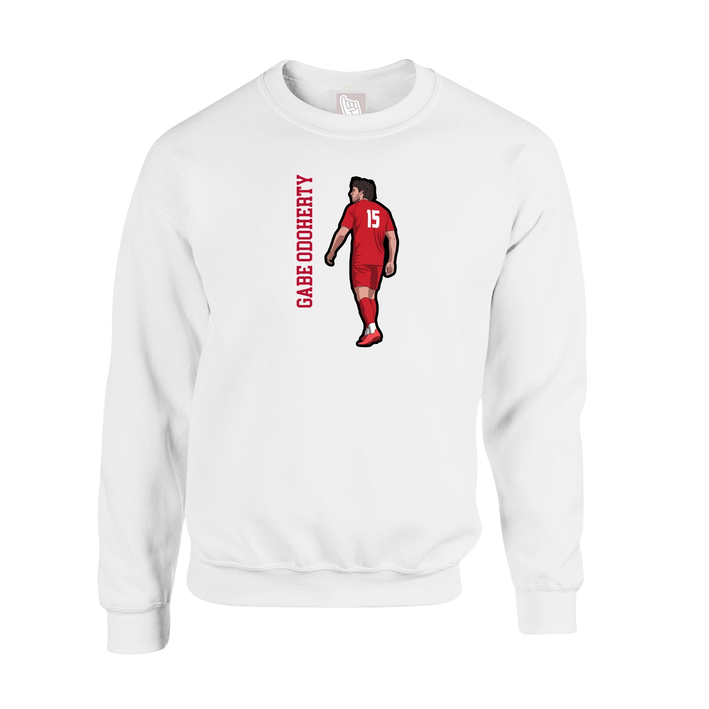 Fleece Crew — Name Vertical in White