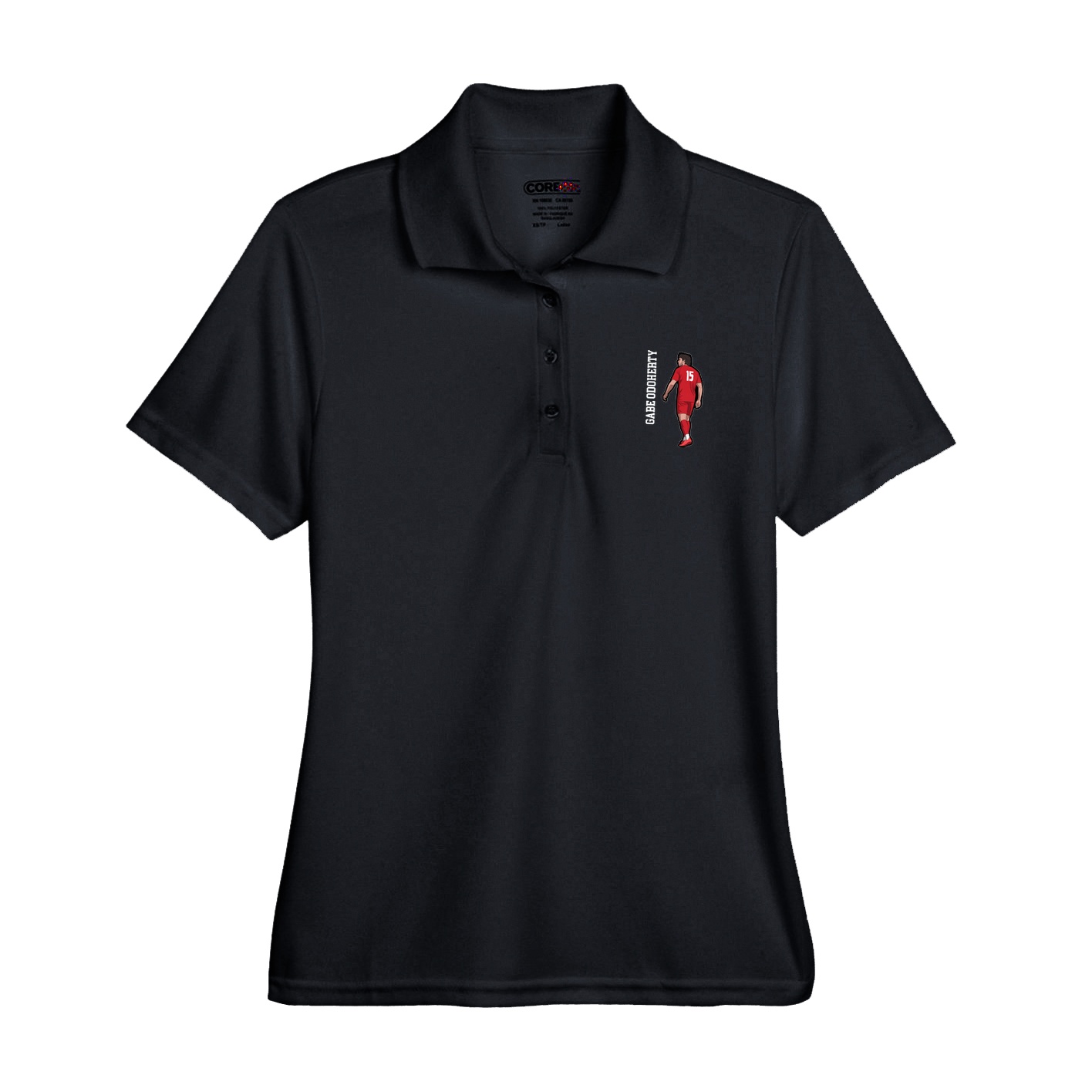 Womens Performance Polo — Name Vertical in Black