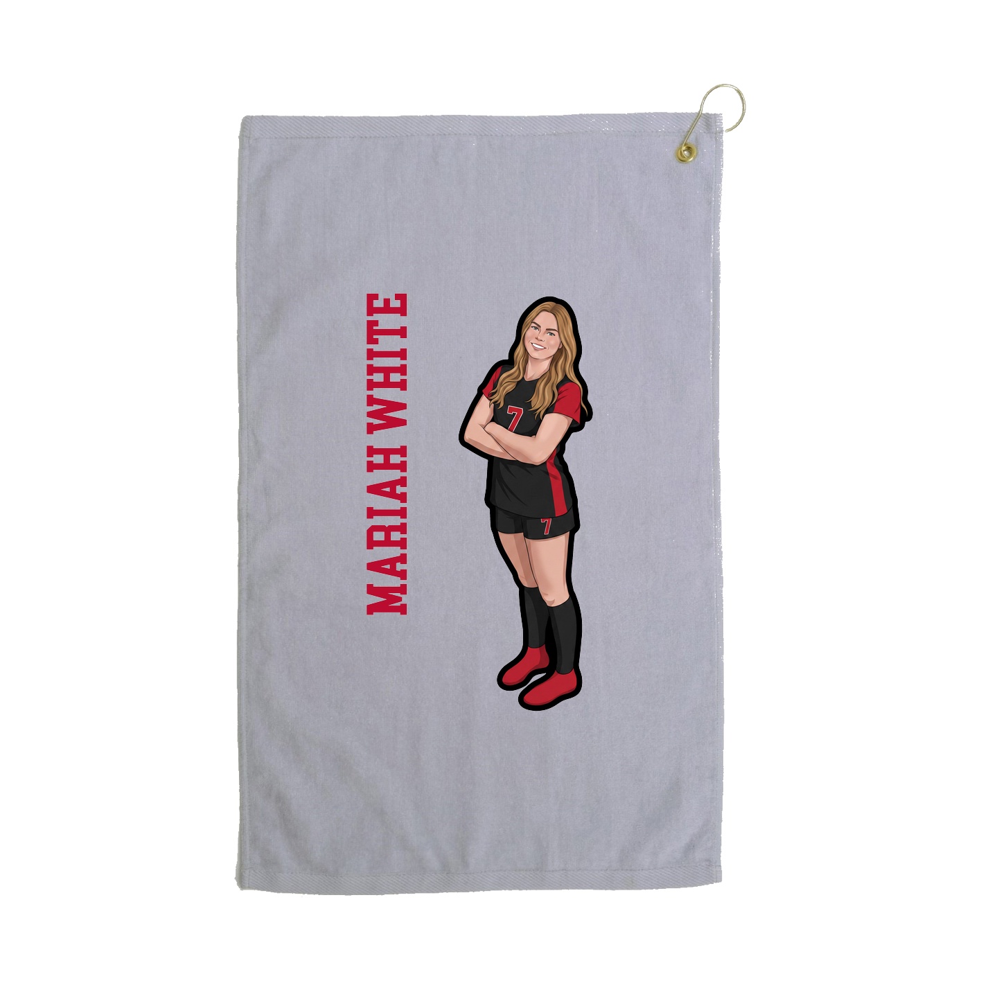 Golf Towel — Name Vertical in Grey