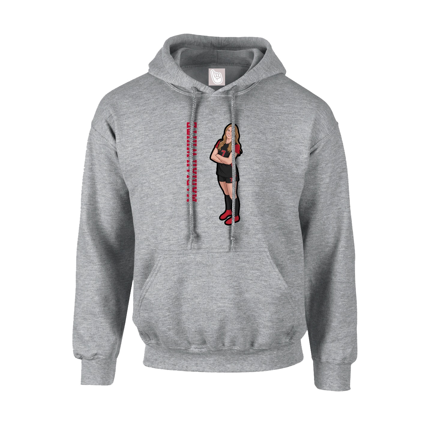 Youth Hoodie — Name Vertical in Grey