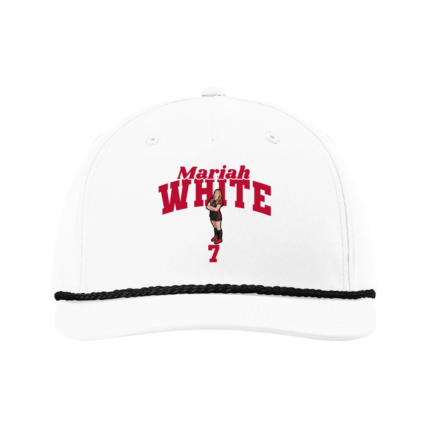 Five-Panel Classic Rope Cap — Signature Arch in White