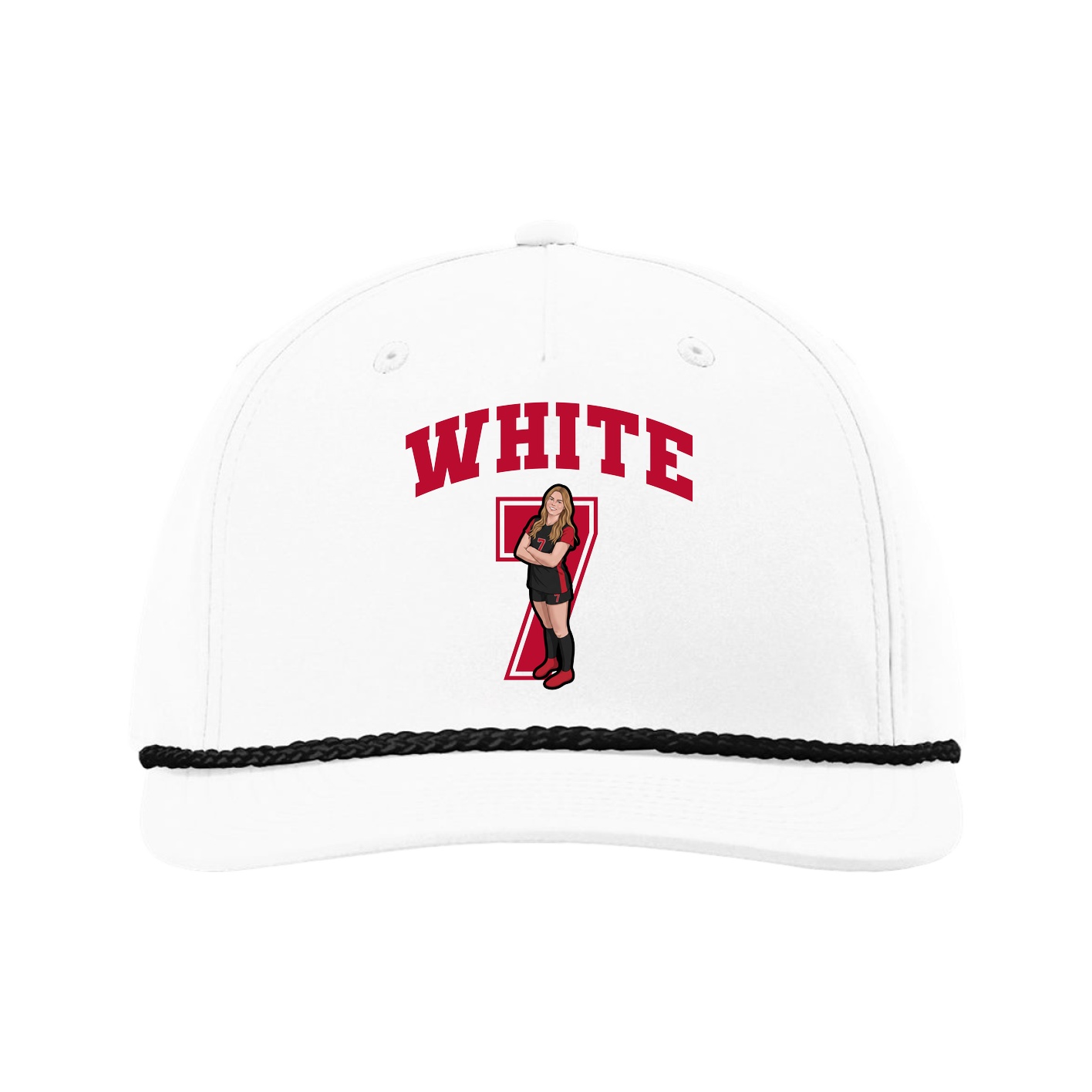 Five-Panel Classic Rope Cap — Number in White