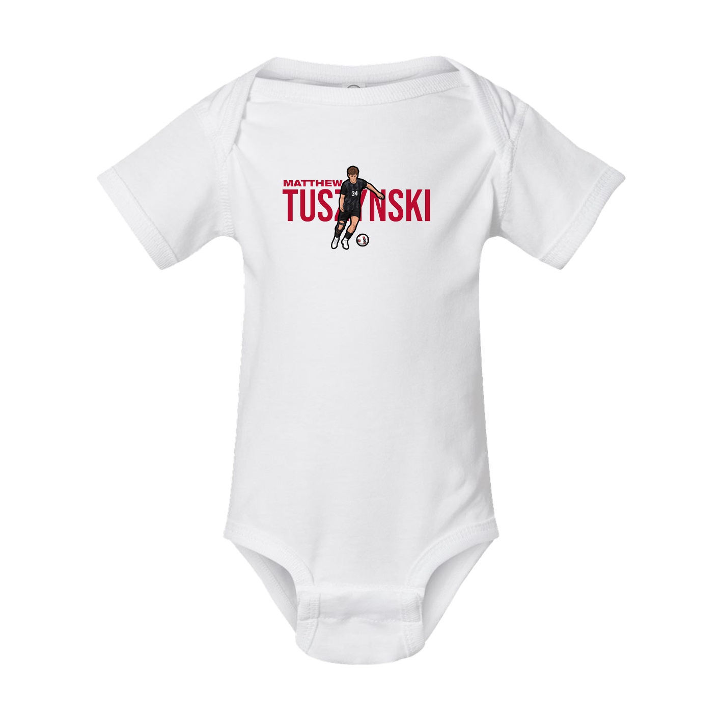 Baby Onesie — Player Name in White