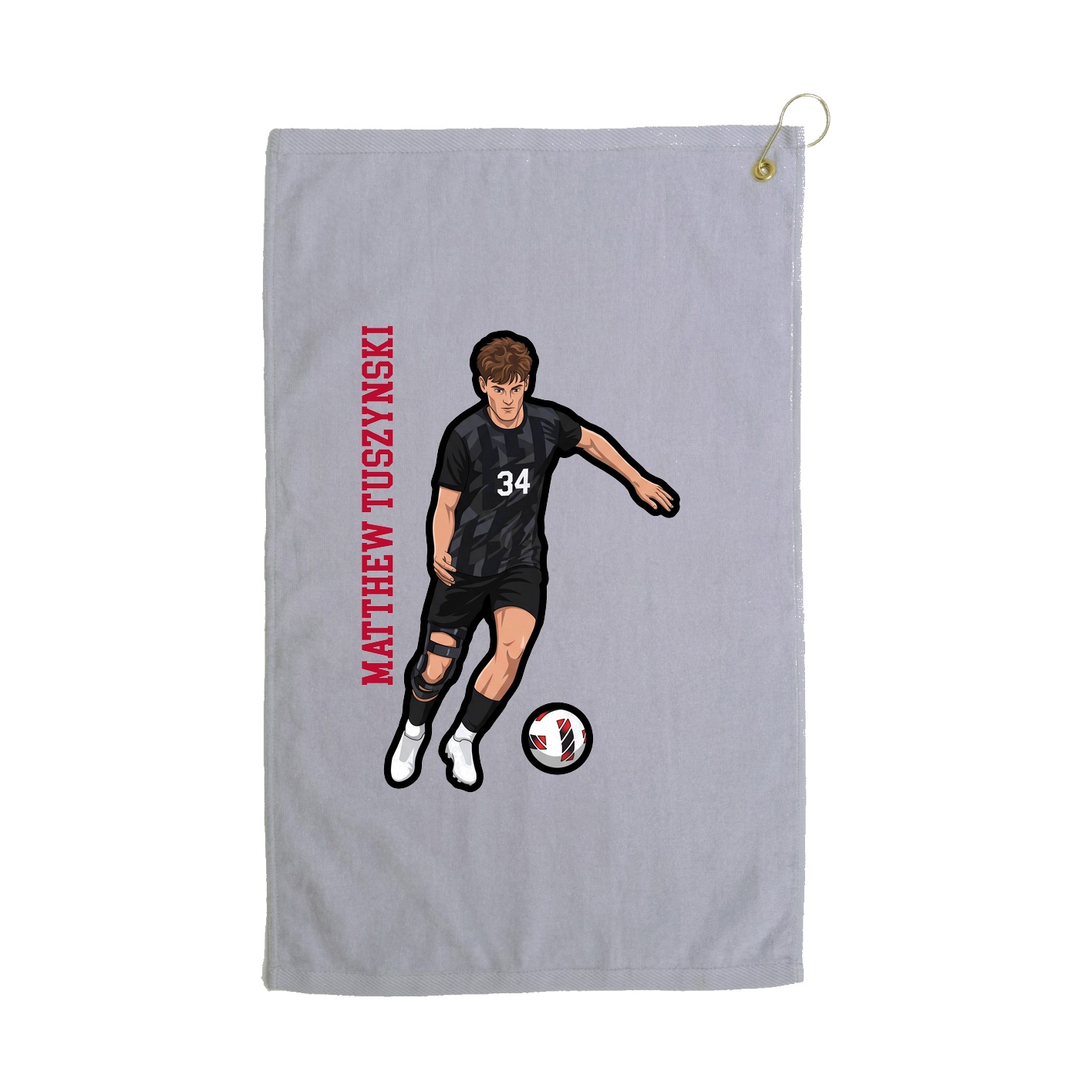 Golf Towel — Name Vertical in Grey
