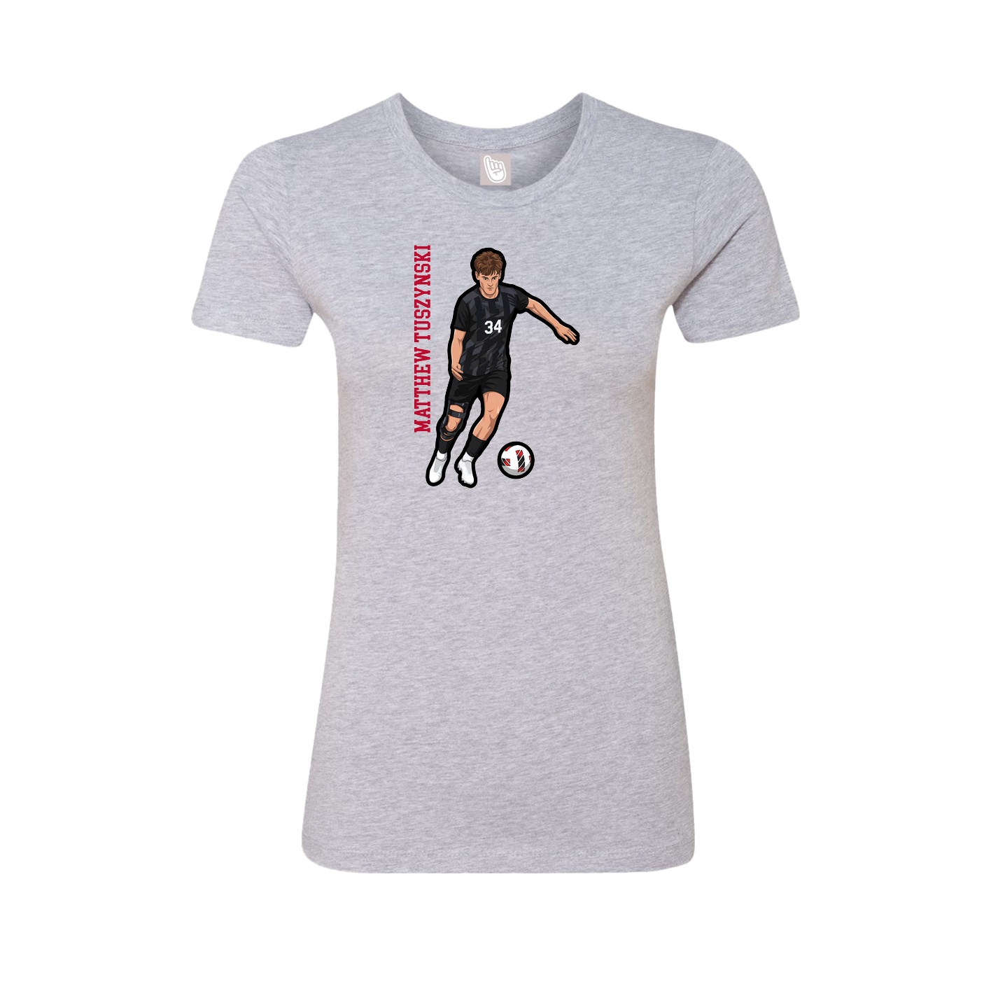 Fitted Women's Tee — Name Vertical in Grey