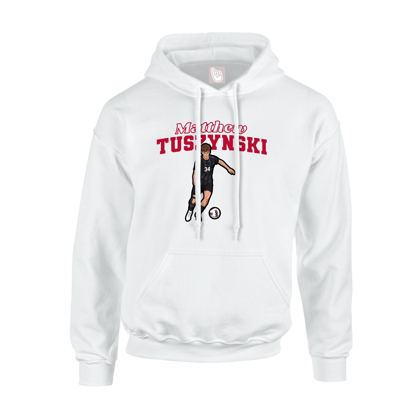 Youth Hoodie — Name Arch in White