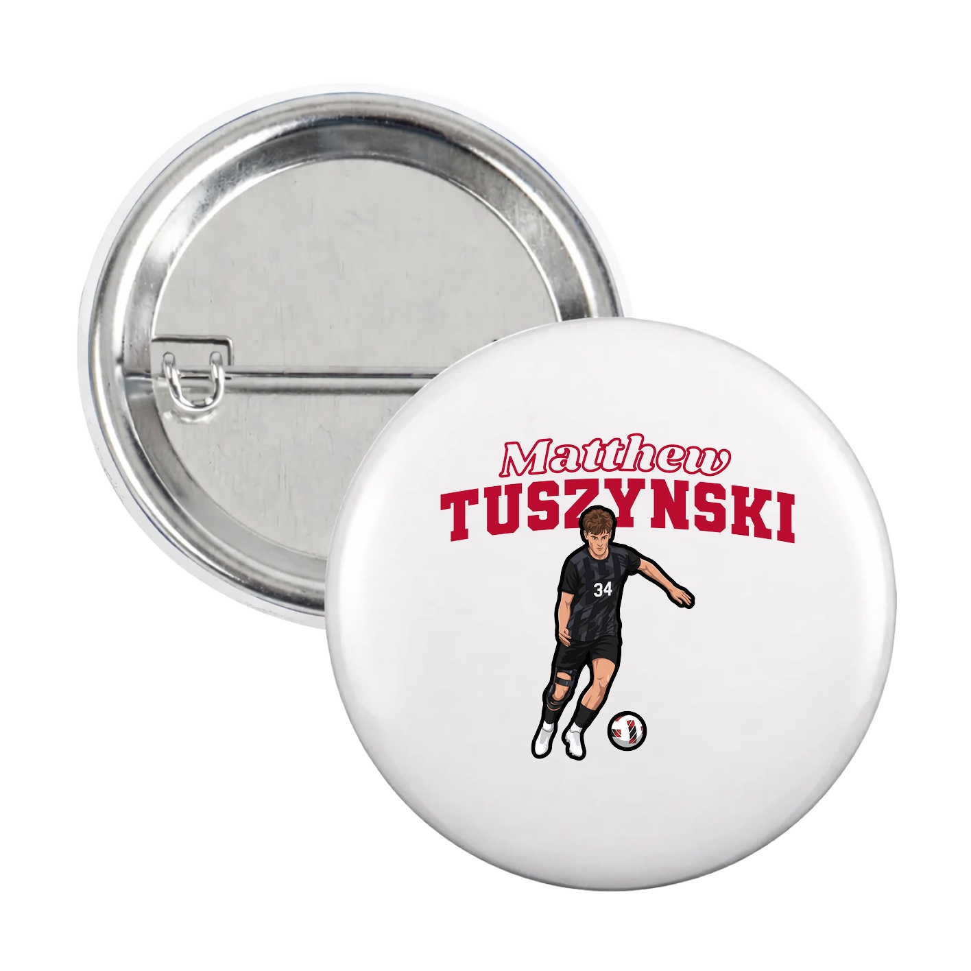 Game Day Button — Name Arch in White