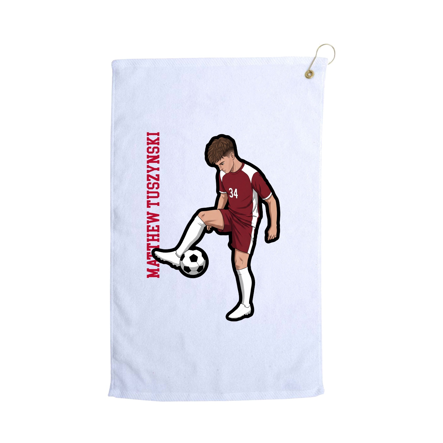 Golf Towel — Name Vertical in White
