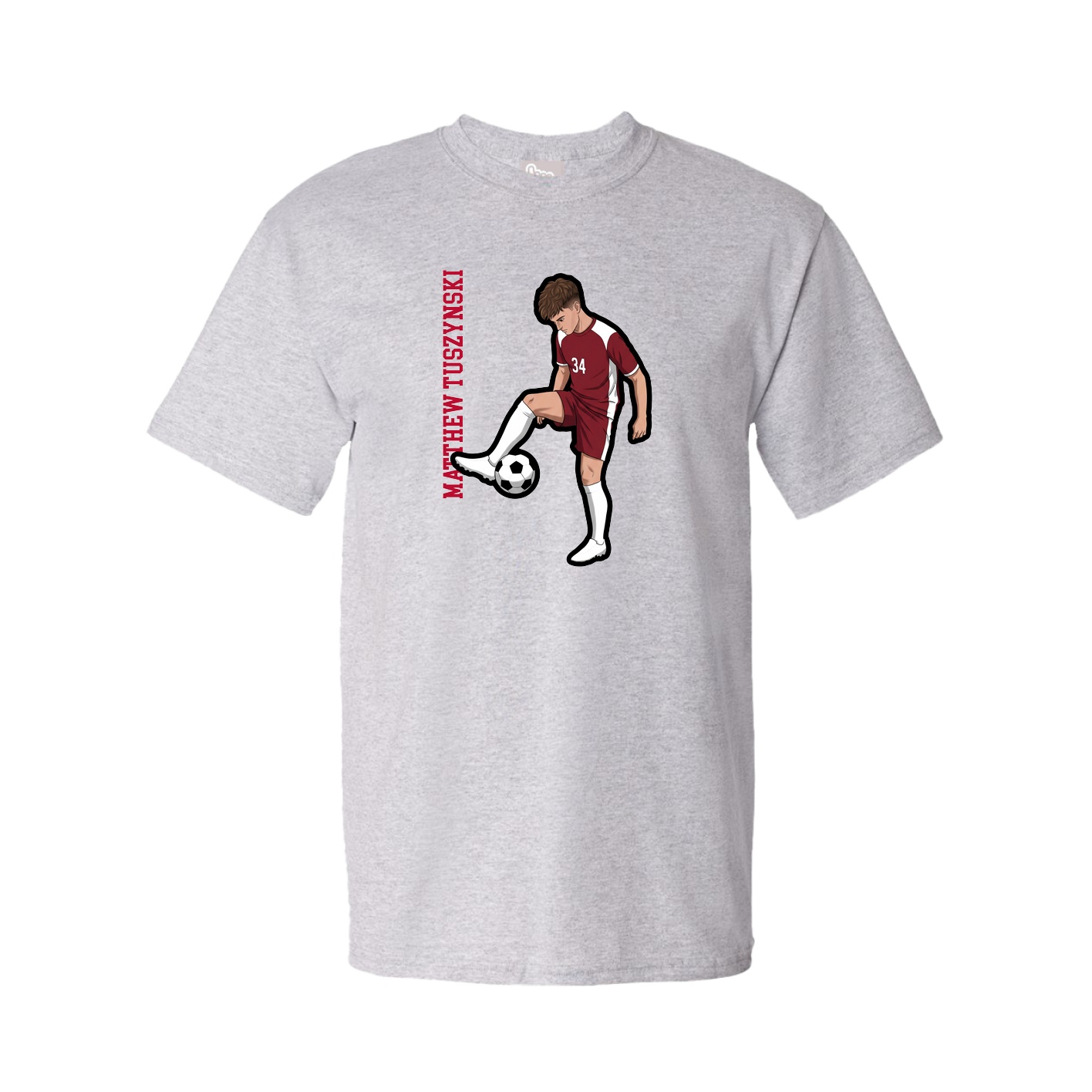 Youth Tee — Name Vertical in Grey