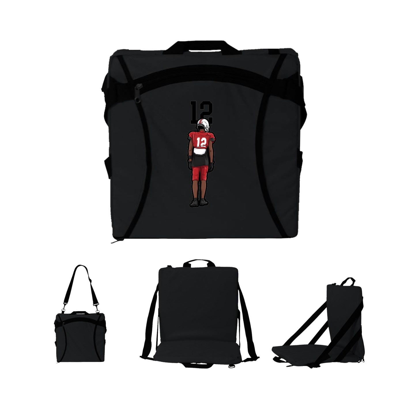 Folding Stadium Seat — Number Top in Black