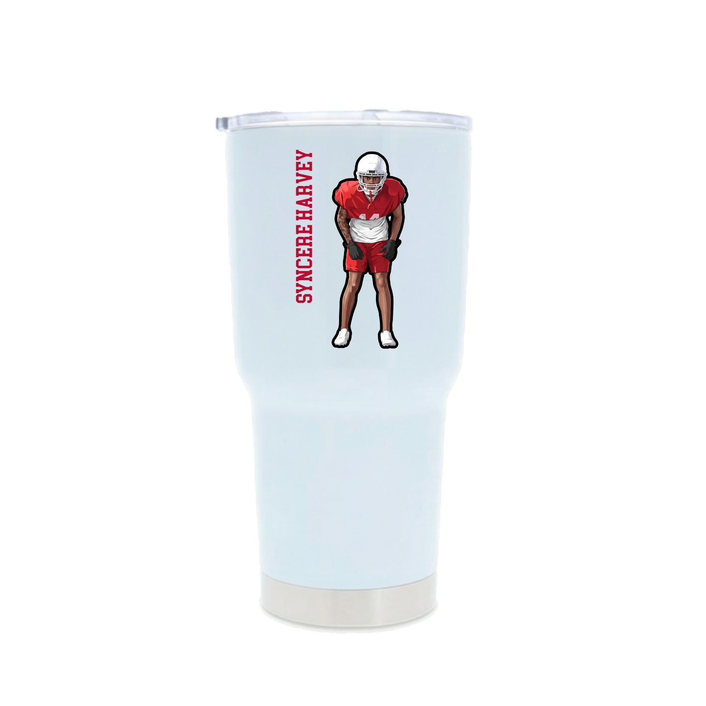 30oz Stainless Steel Tumbler — Name Vertical in White