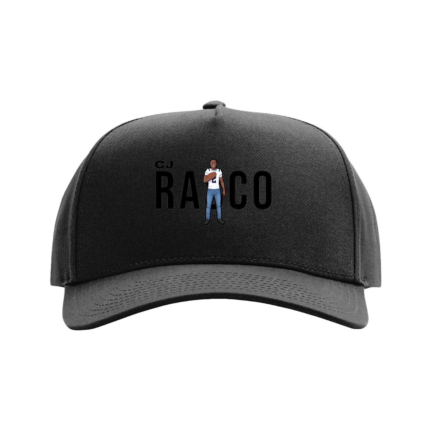 Full Fabric Five-Panel Champ Cap — Player Name in Black
