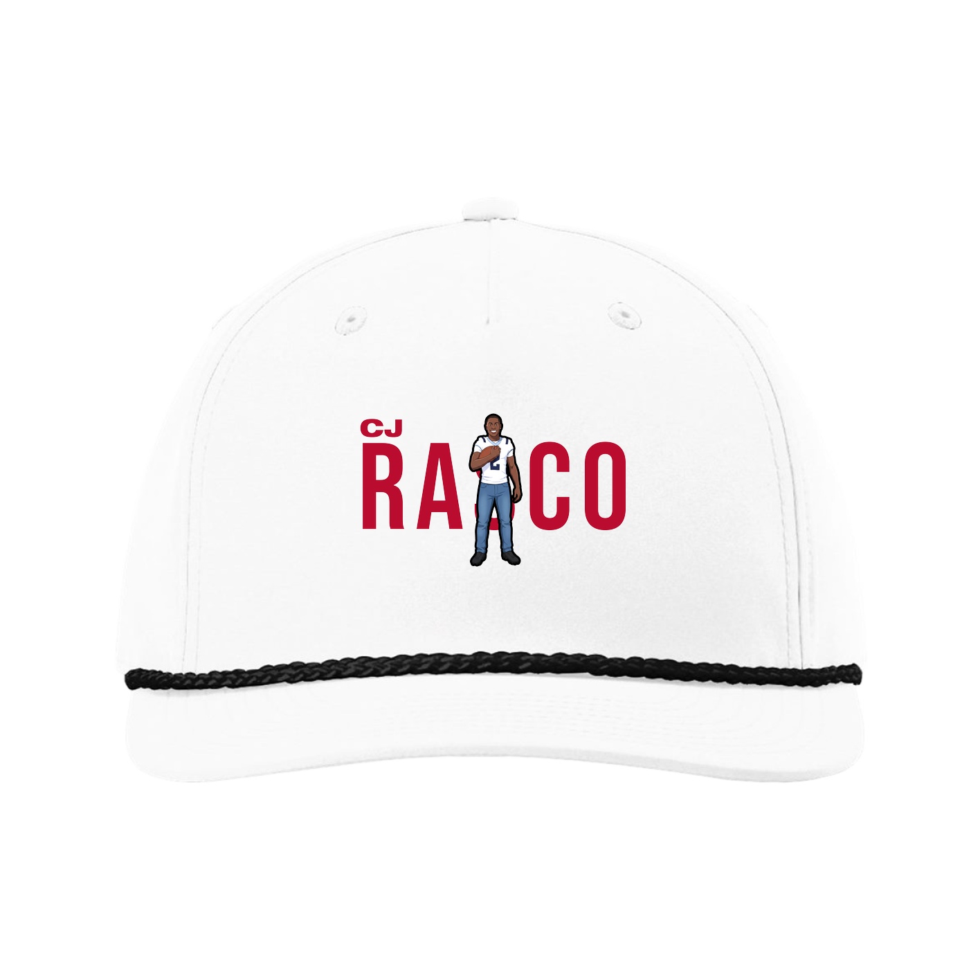 Five-Panel Classic Rope Cap — Player Name in White