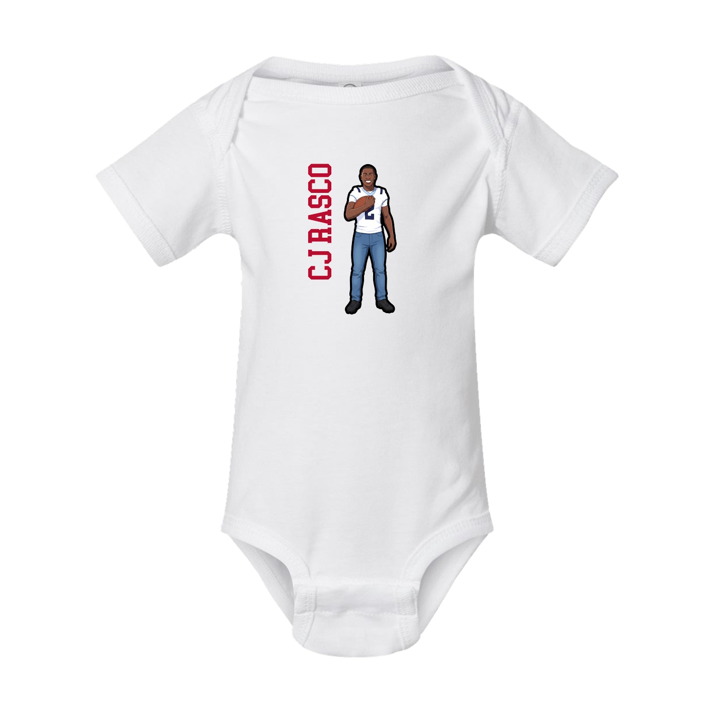 Baby Onesie — Name Vertical in White