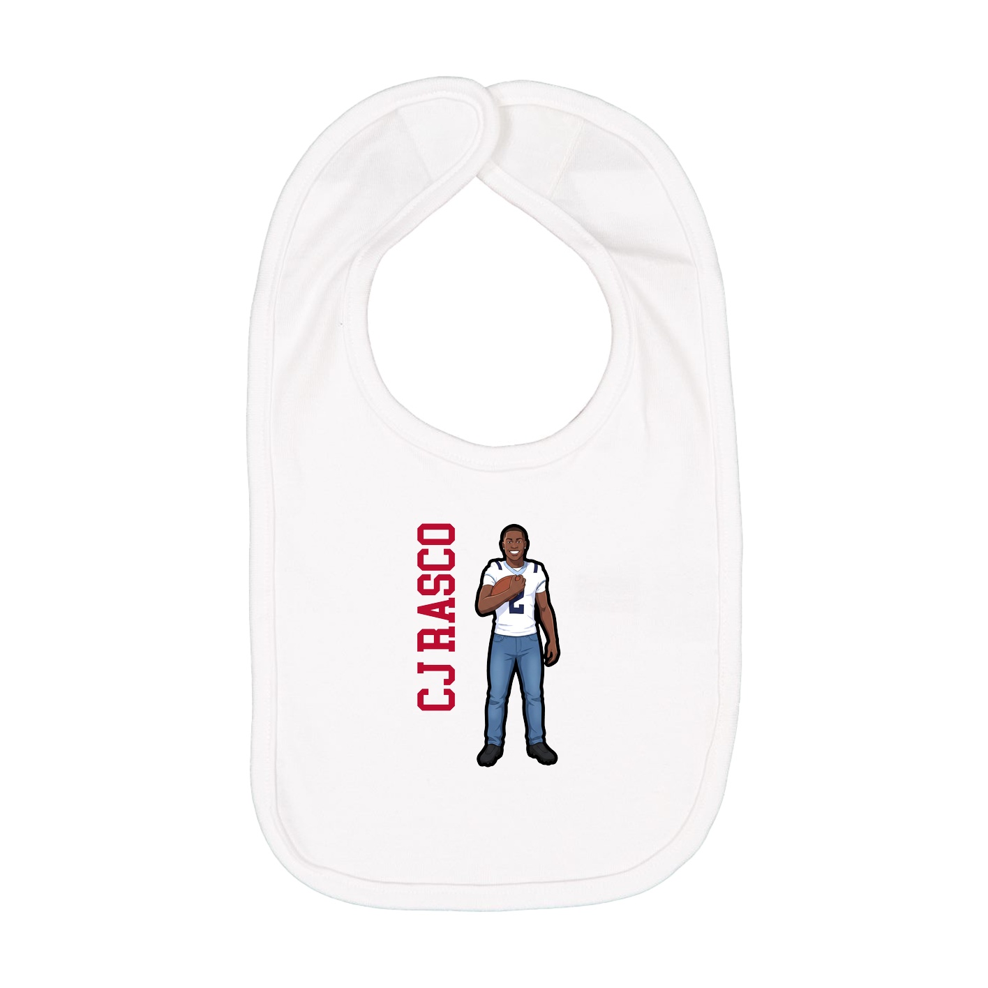 Infant Bib — Name Vertical in White