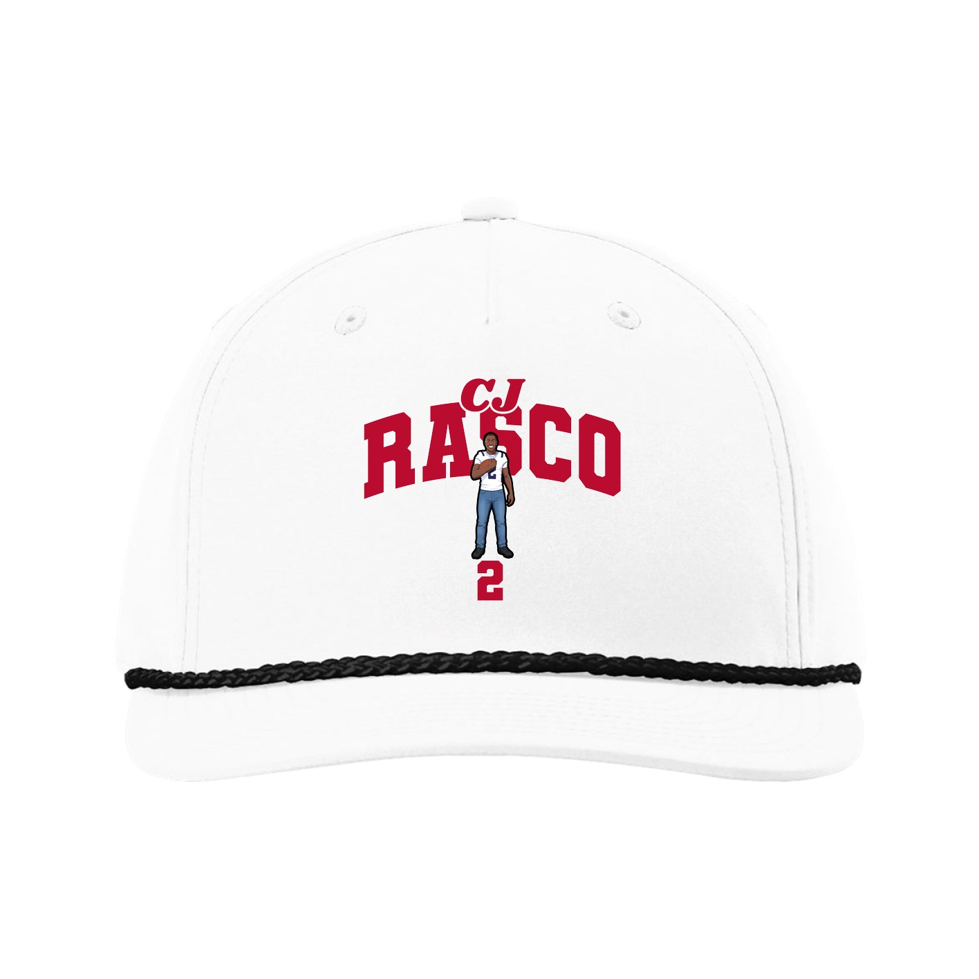 Five-Panel Classic Rope Cap — Signature Arch in White