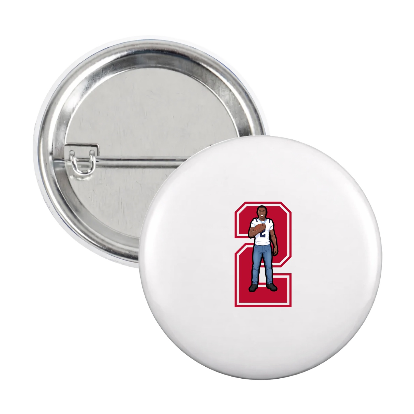 Game Day Button — Number in White
