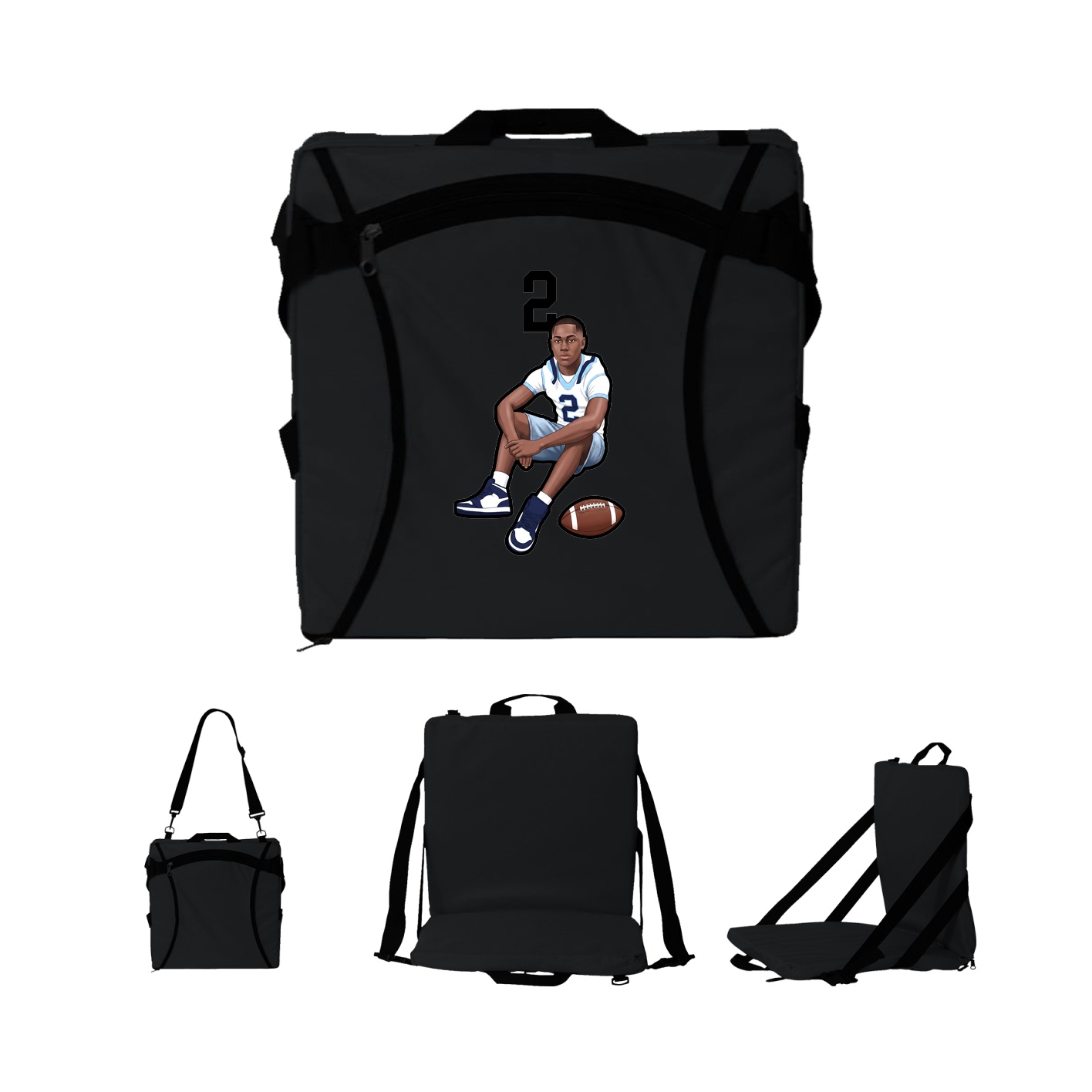 Folding Stadium Seat — Number Top in Black